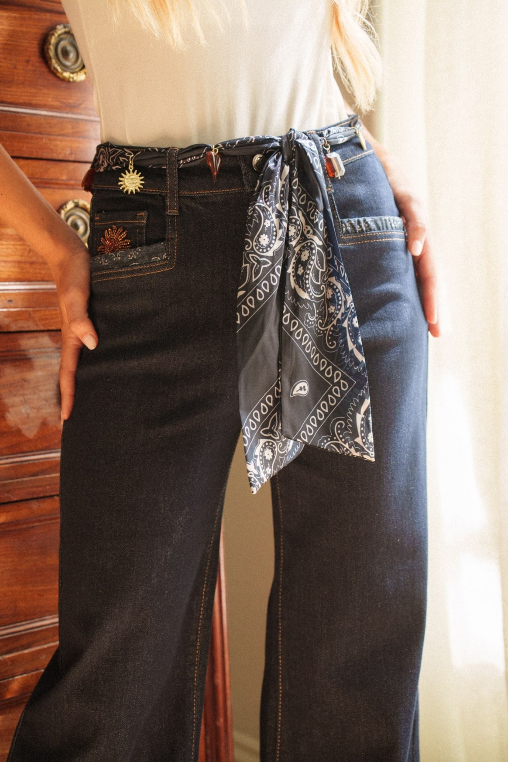 Maison Onado Luz jean wide bleu brut taille haute