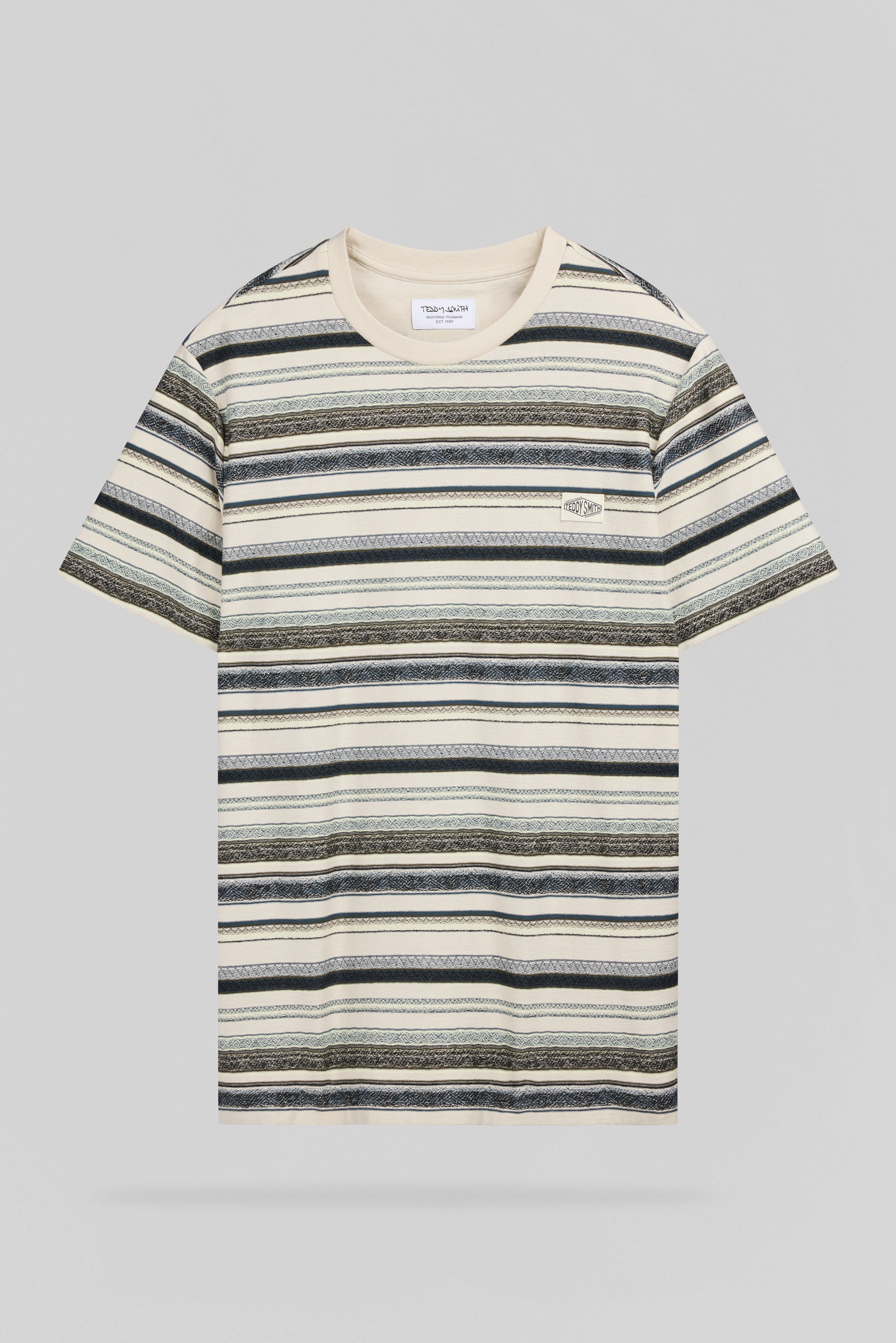 Teddy Smith T-Mateo MC T-shirt rayé crème