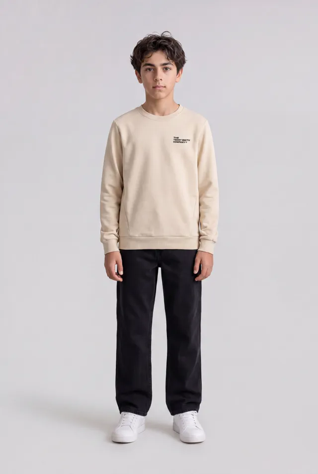 Teddy Smith S-Company RC JR Cream sweat col rond garçon coton