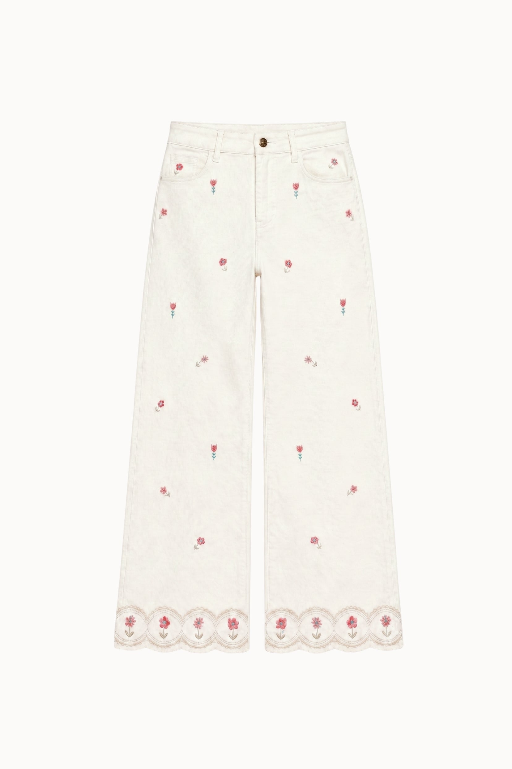 Maison Onado Livi jean wide leg écru brodé