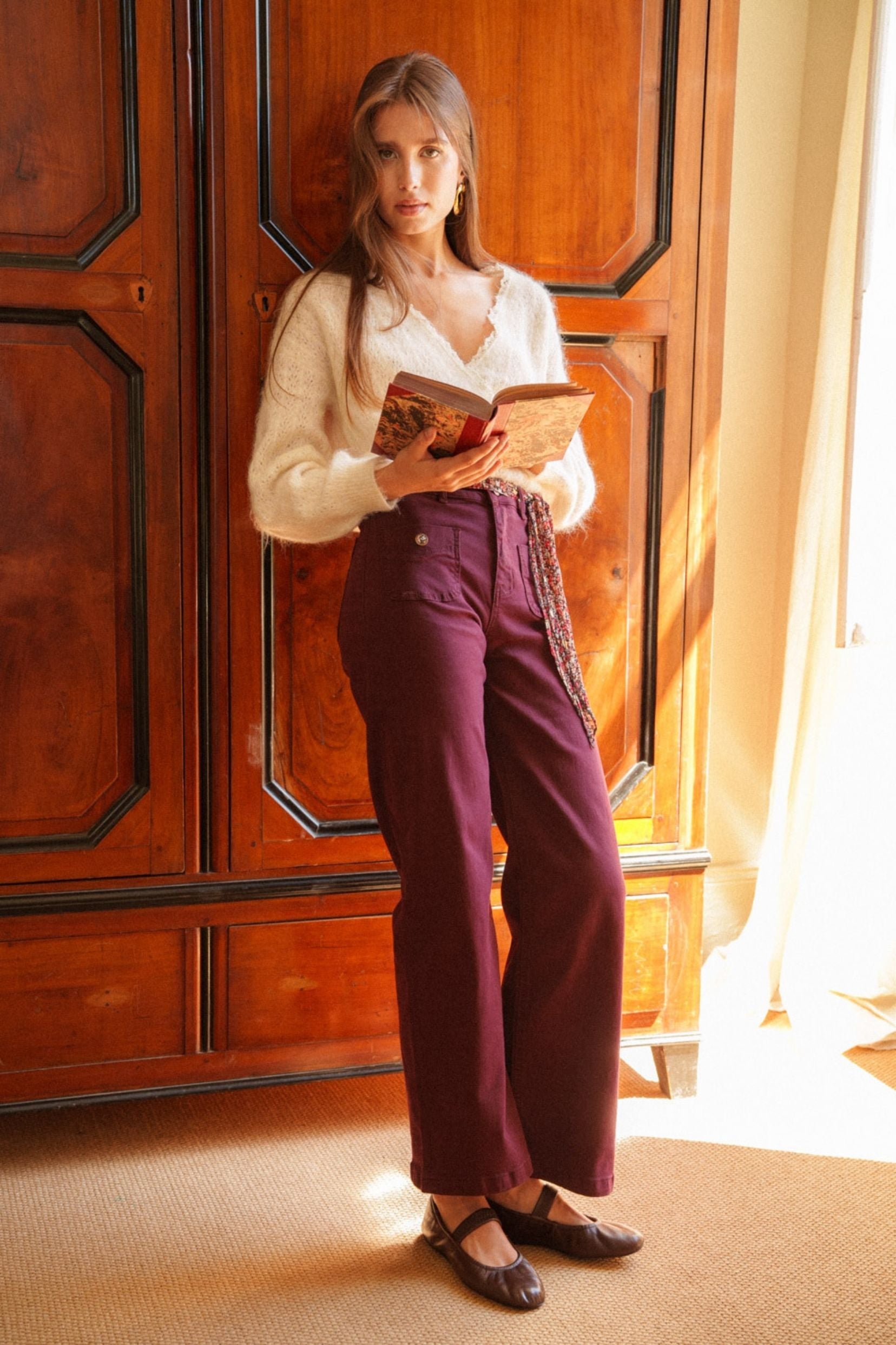 Maison Onado Gaby pantalon bordeaux taille haute