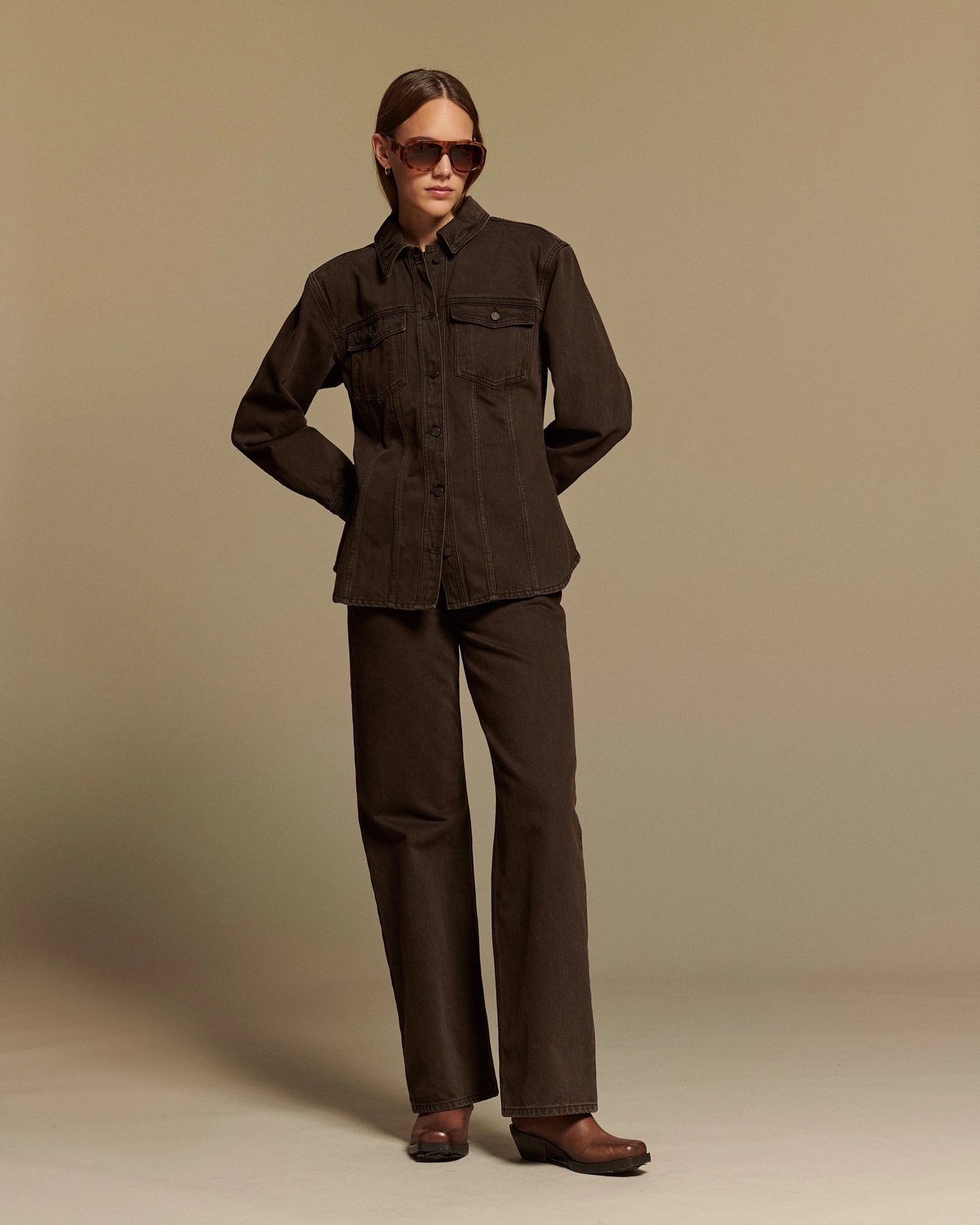 Labdip Dixon Denim Black Coffee chemise western droite coton
