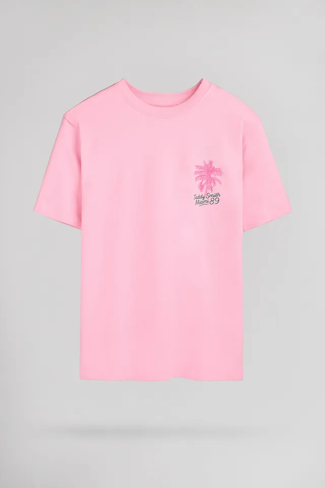 Teddy Smith T-Luciene MC t-shirt fille rose bonbon coton