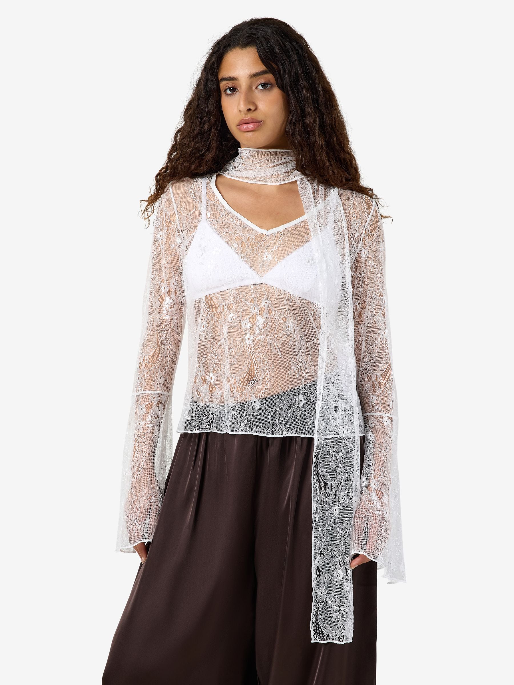 Noisy May Nmida Lace blouse dentelle col montant