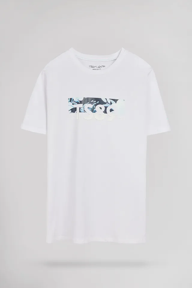 Teddy Smith T-Ezio 2 MC t-shirt blanc floral coton