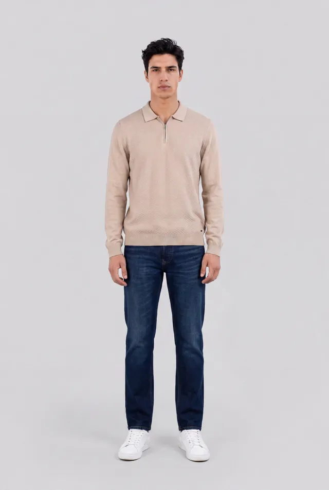 Teddy Smith P-Lynn polo manches longues beige lin coton