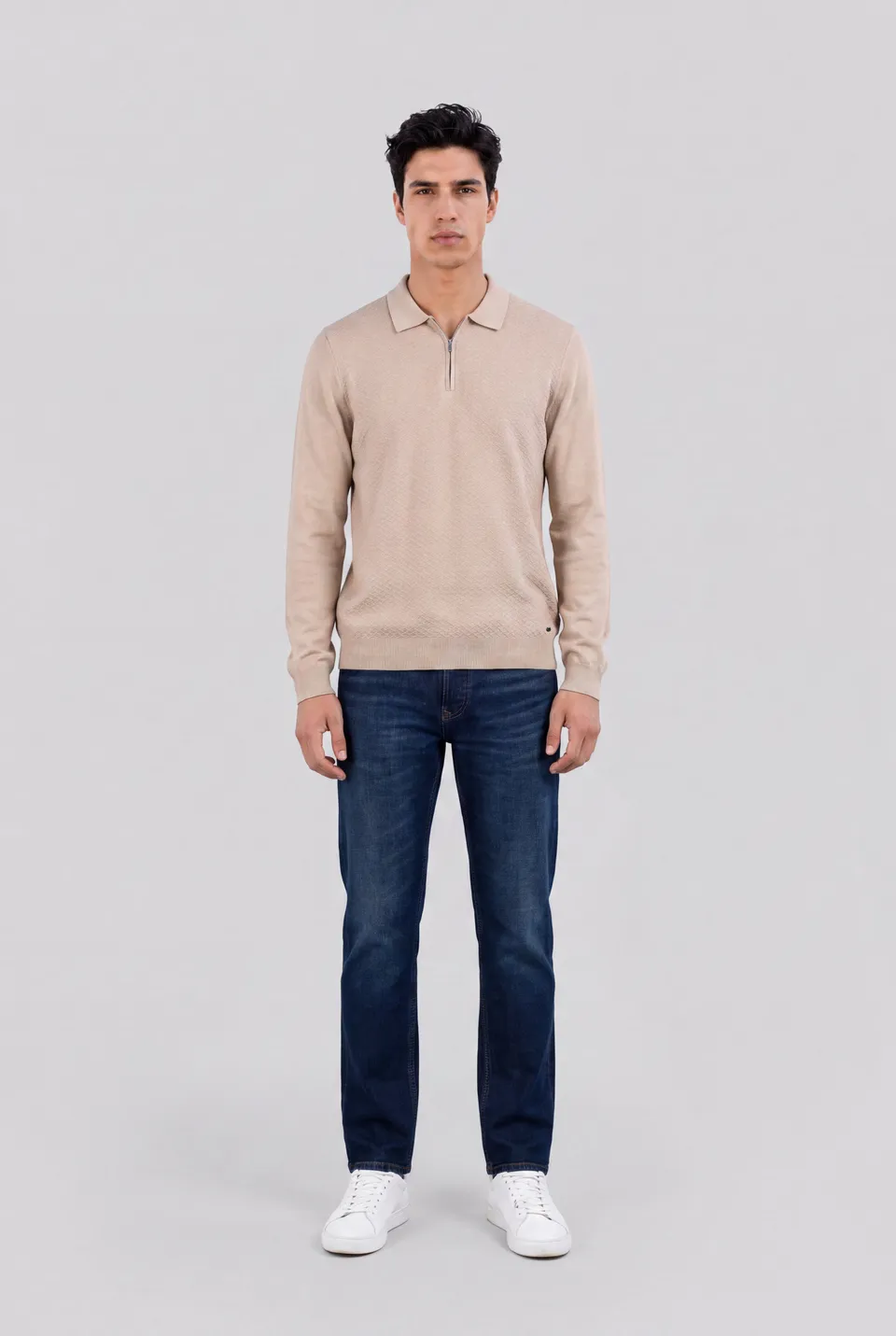 Teddy Smith P-Lynn polo manches longues beige lin coton