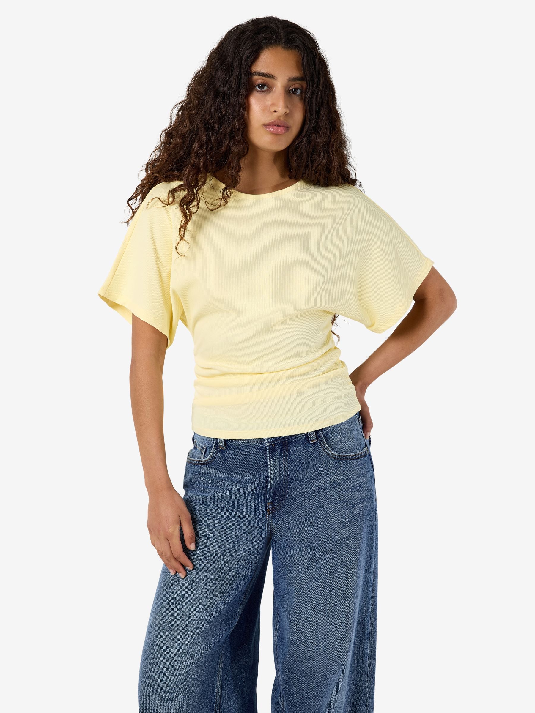 Noisy May Abbi t-shirt coton bio froncé manches courtes
