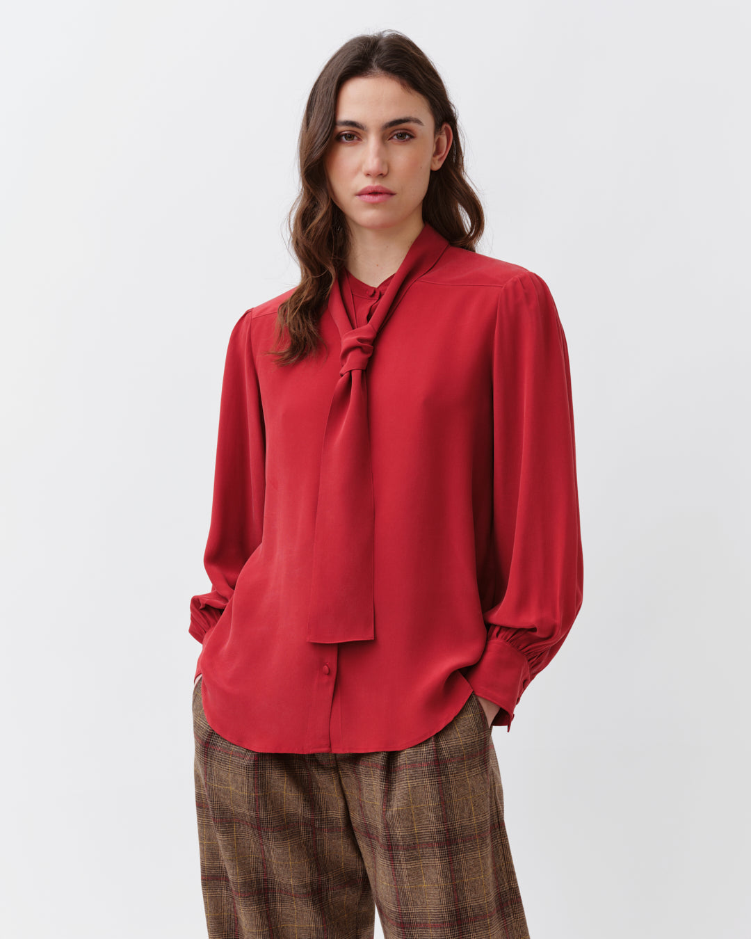 DIEGA COLZA chemise soie rouge