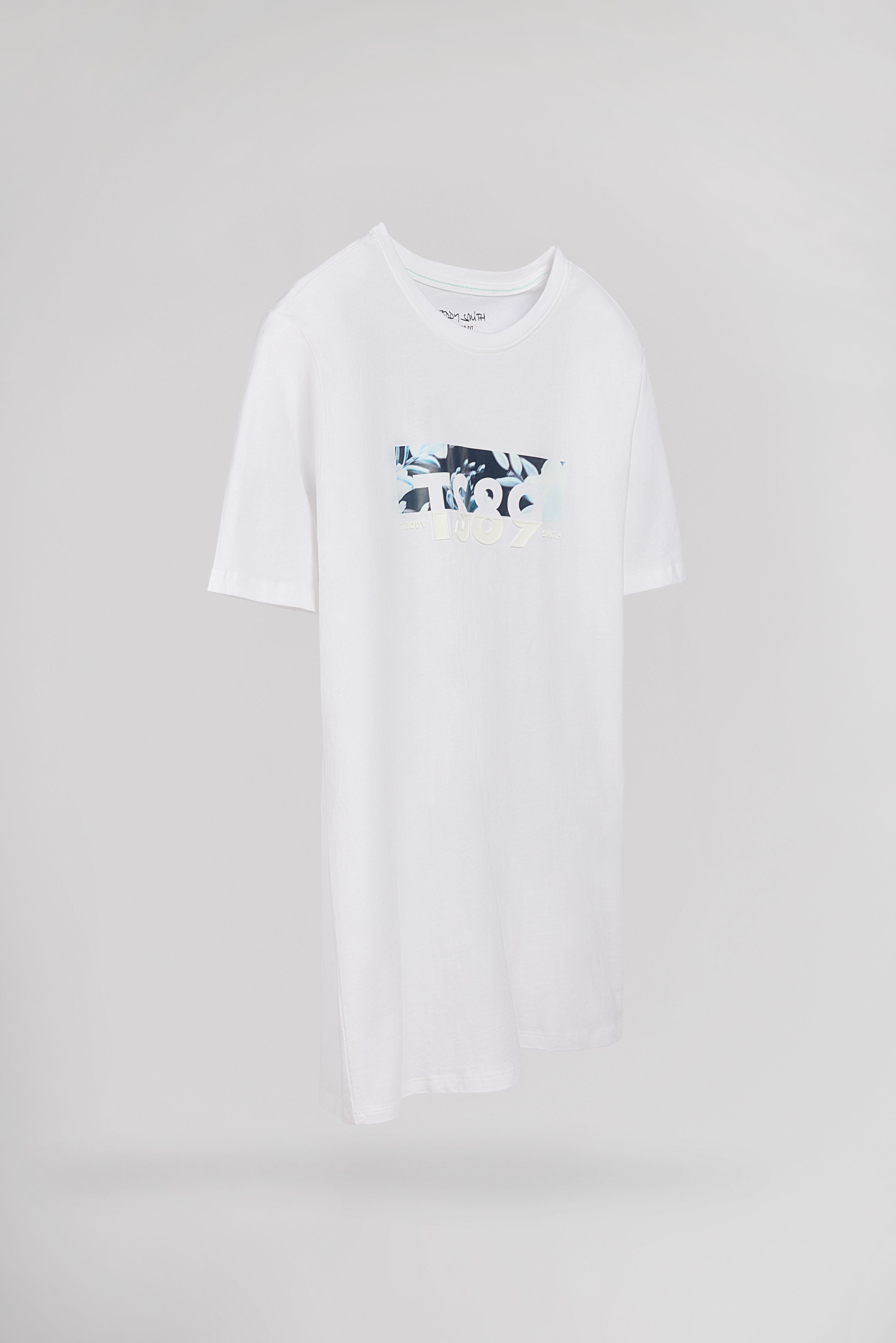 Teddy Smith T-Ezio 2 MC t-shirt blanc floral coton