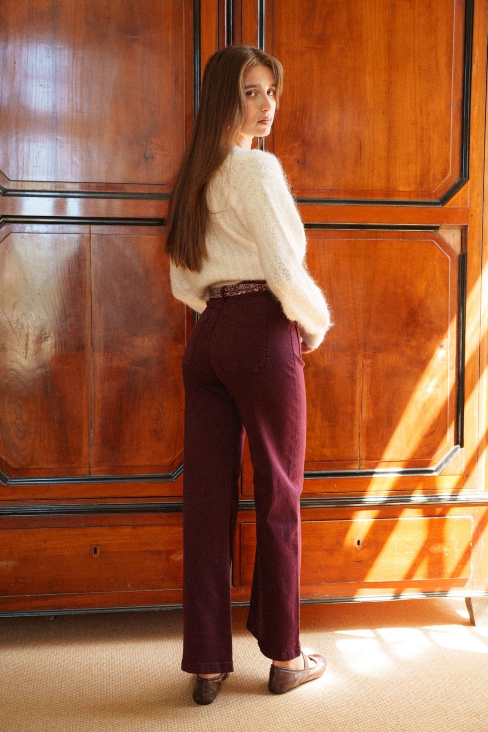 Maison Onado Gaby pantalon bordeaux taille haute