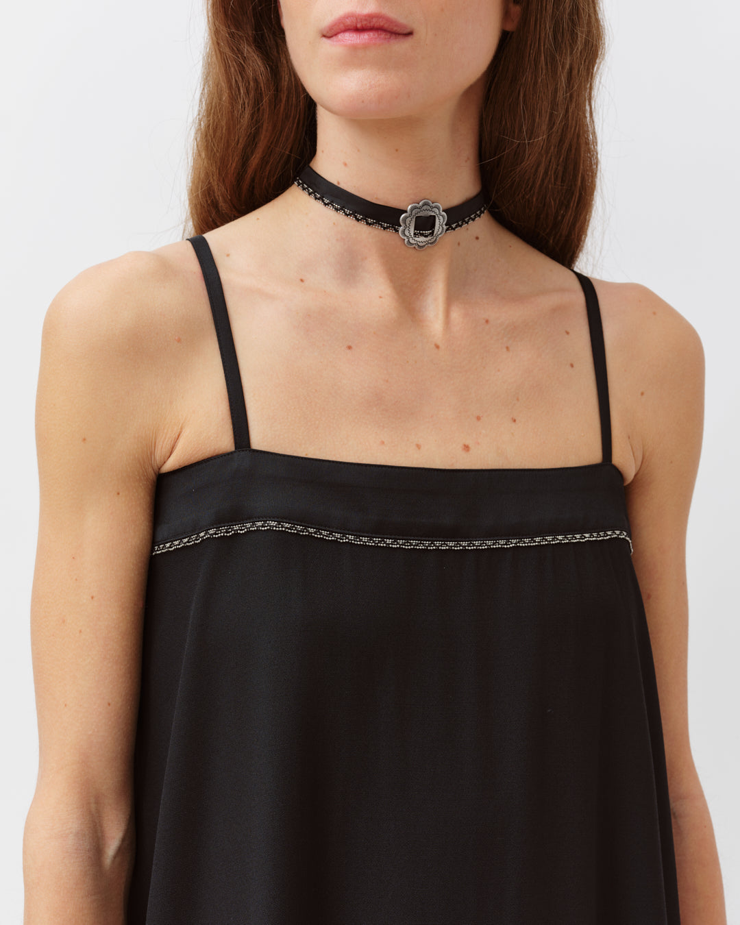 Diega Revo robe femme longue noire bretelles évasée