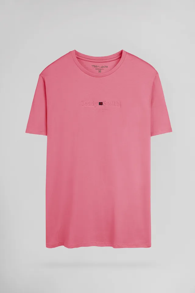 Teddy Smith T-Jim MC t-shirt rose vif coton