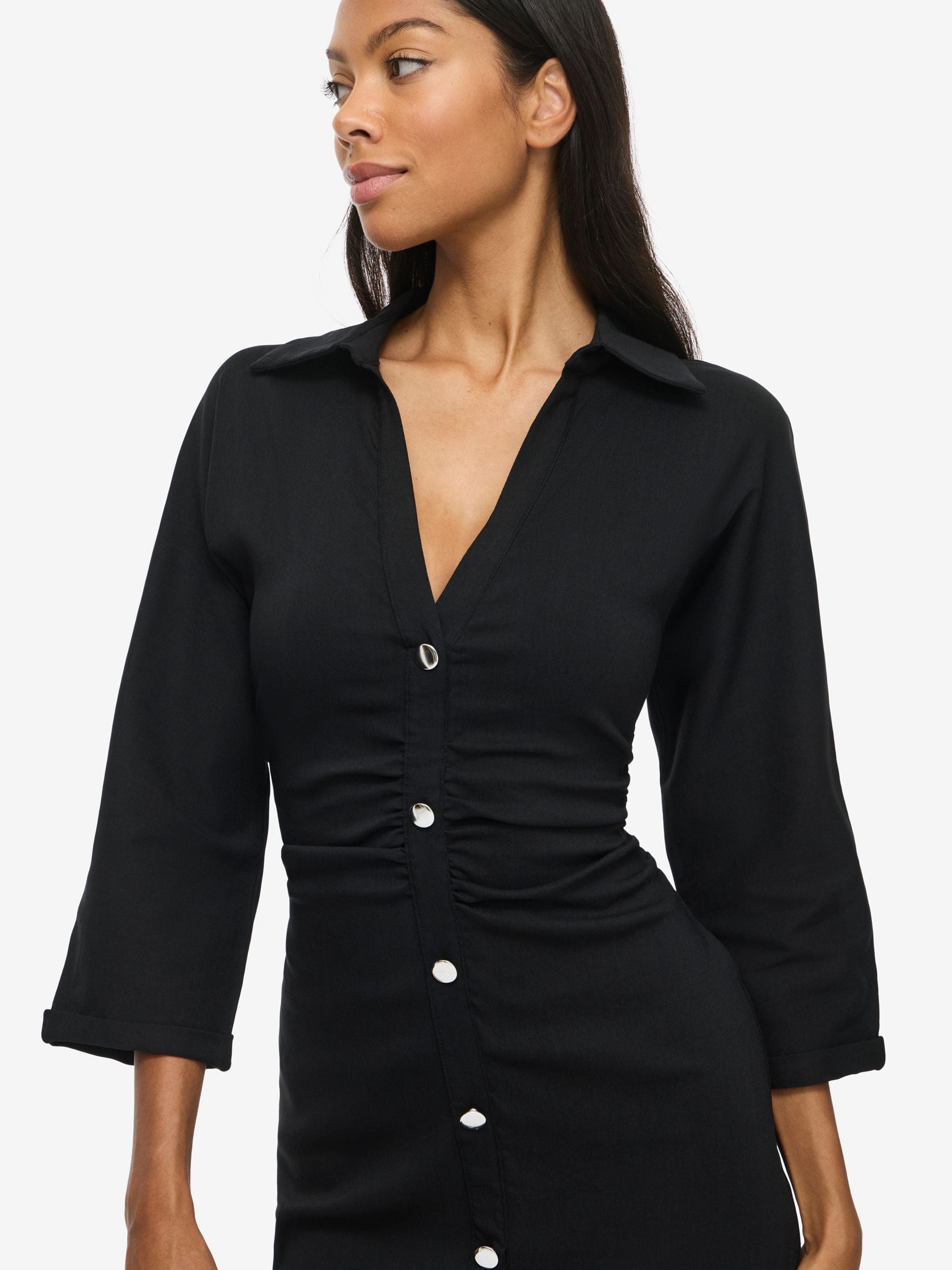 Noisy May Josefina robe chemise midi col V boutons