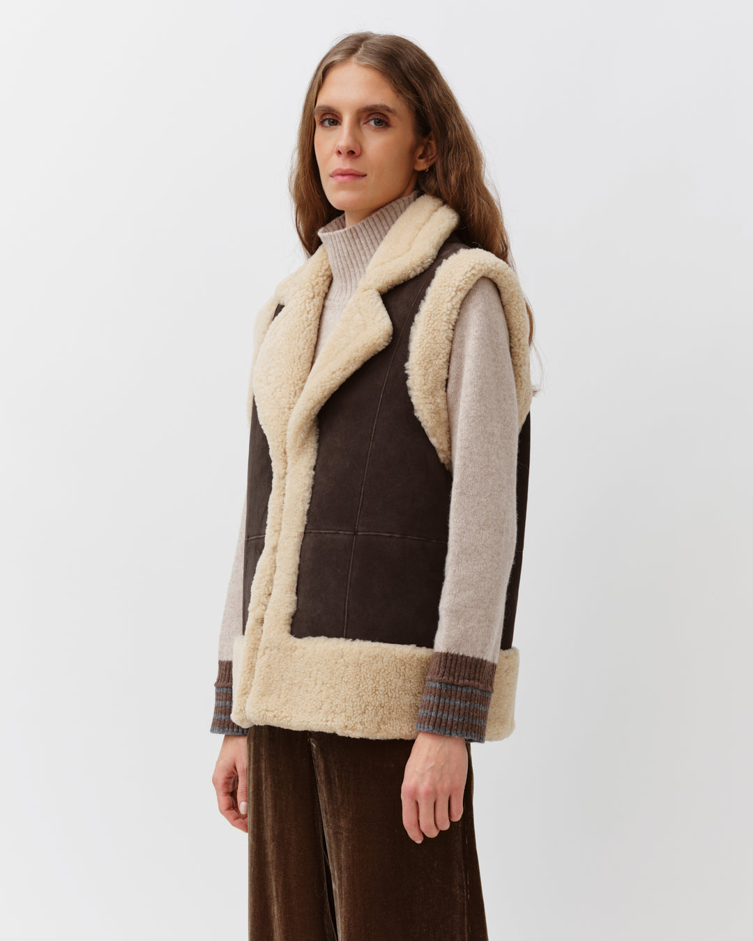 DIEGA GESKAO veste mouton chocolat écru