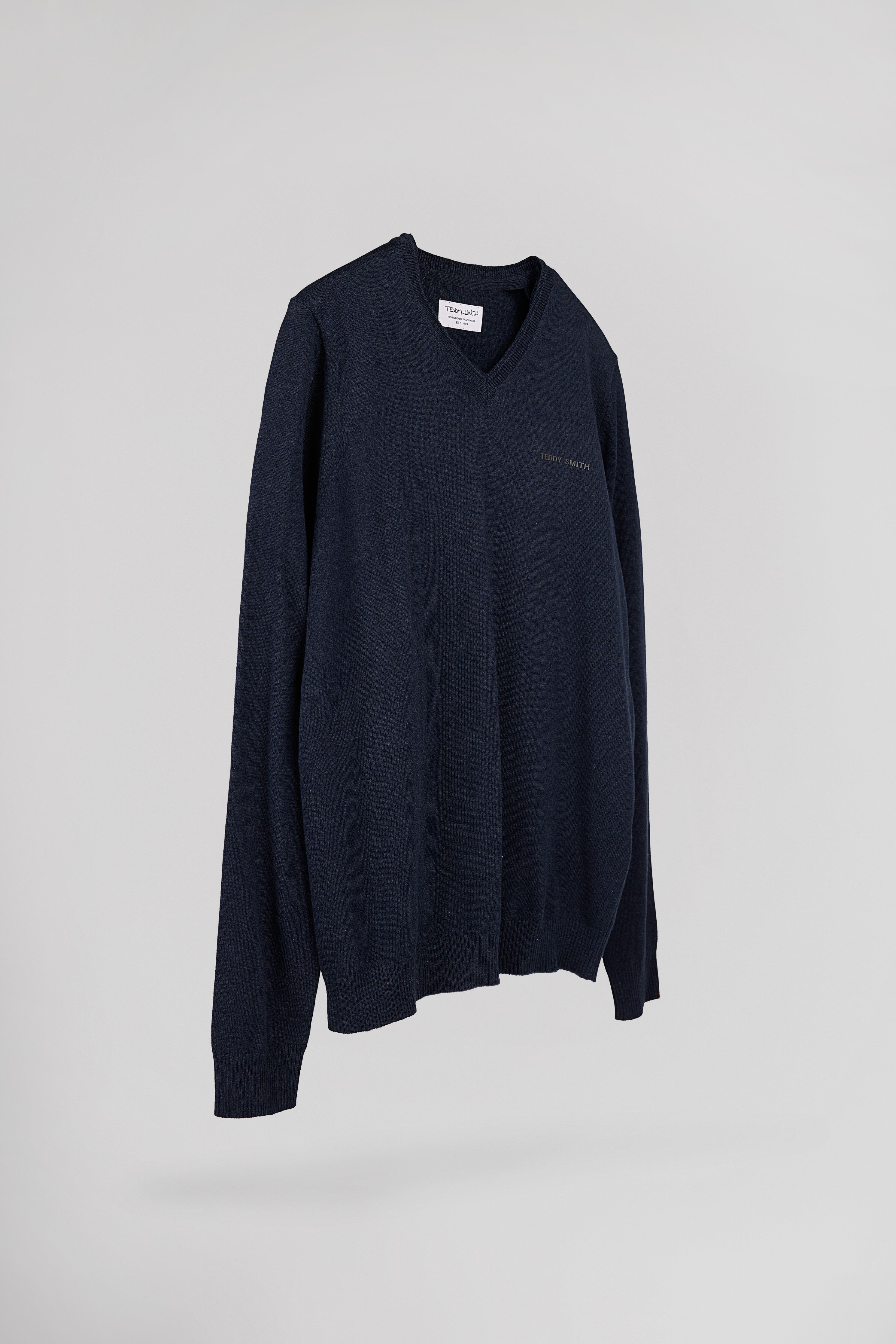 Teddy Smith PULSER 4 TOTAL NAVY CHINE pull homme col V