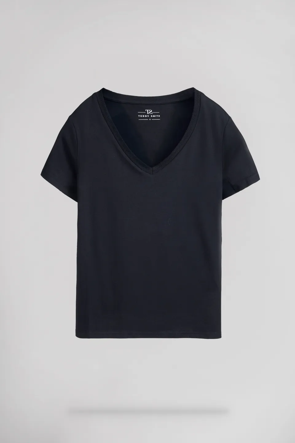Teddy Smith T-MIA MC t-shirt col V bleu marine femme