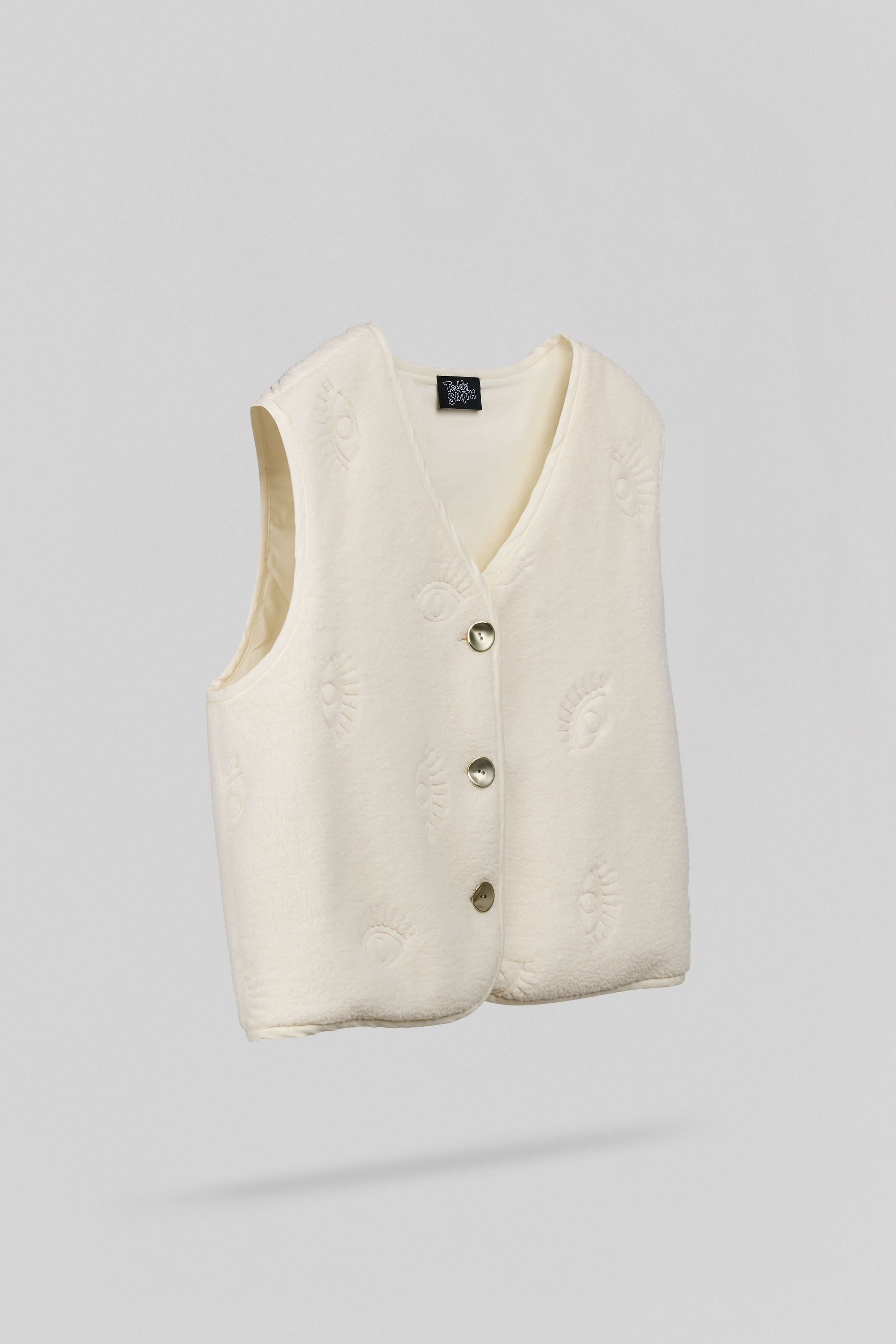 Teddy Smith G-Eyes gilet sans manches blanc cassé femme sherpa