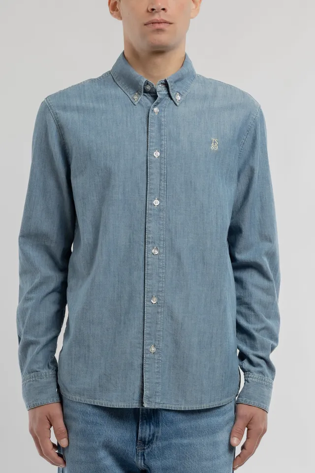 Teddy Smith C-Staner ML chemise chambray indigo clair coton