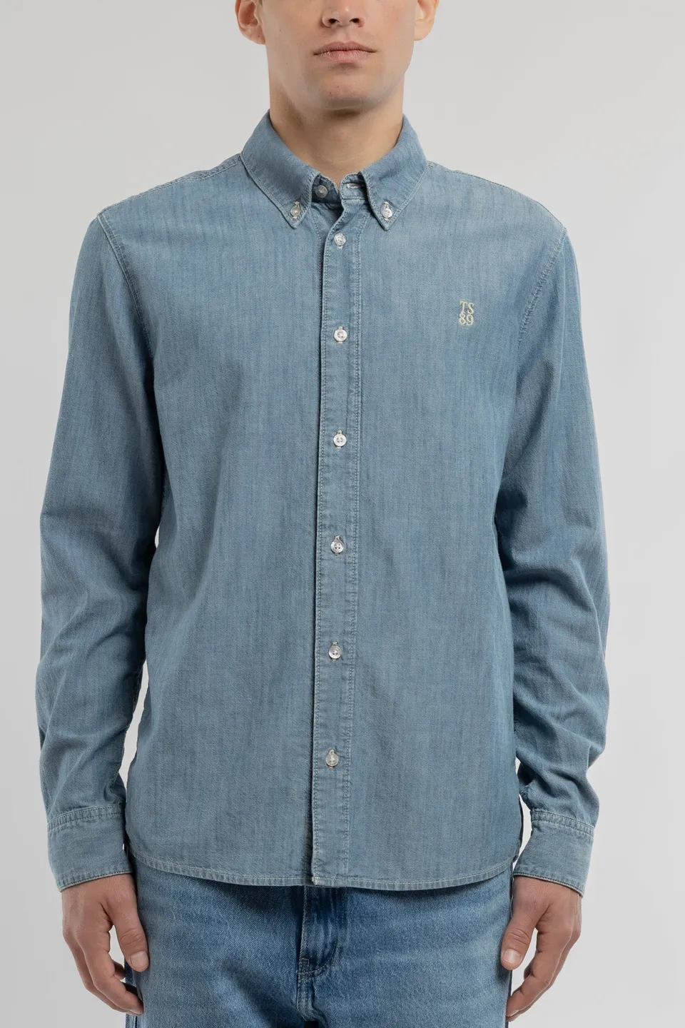 Teddy Smith C-Staner ML chemise chambray indigo clair coton