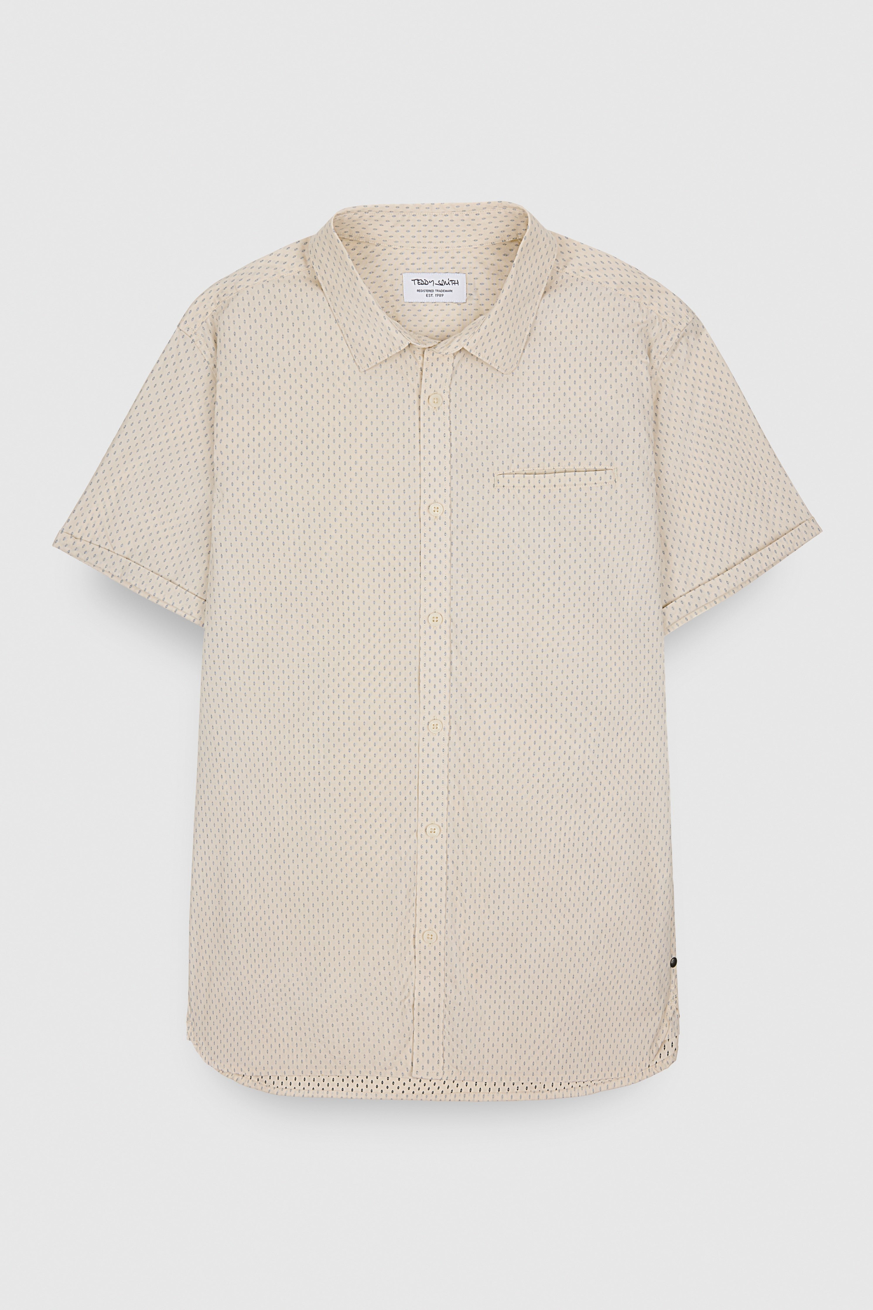 Teddy Smith Cut MC chemise homme slim creme imprime