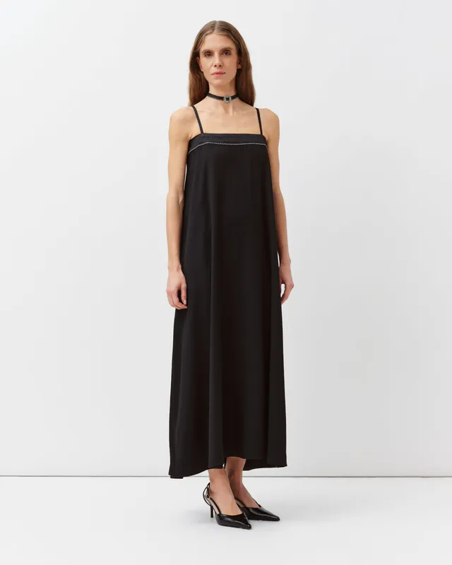 Diega Revo robe femme longue noire bretelles évasée