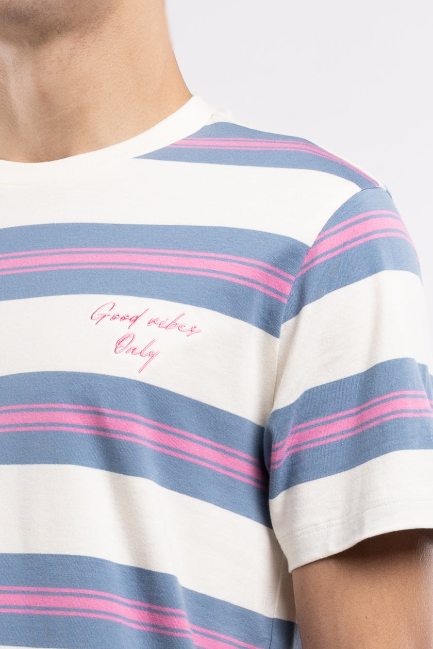 Teddy Smith T-Artus MC t-shirt rayé loose cream coton
