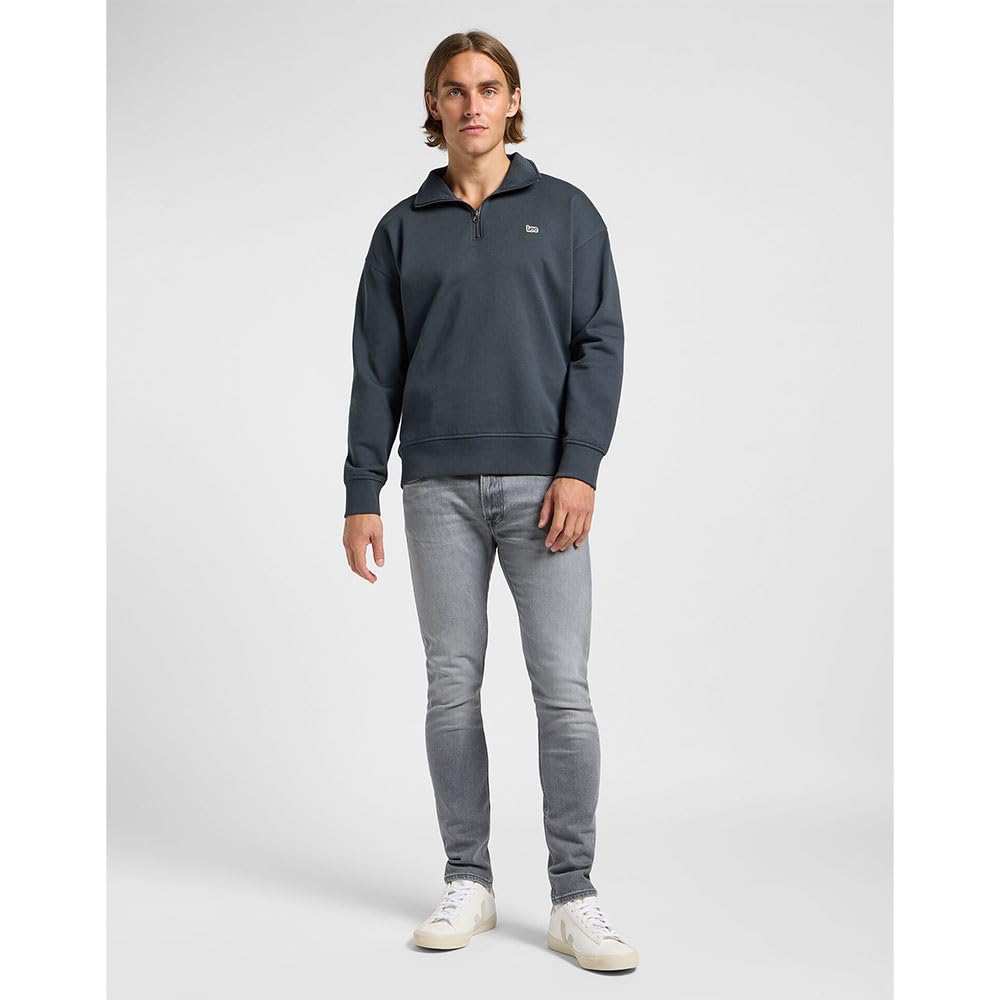 Lee Half Zip Sweatshirt sweat homme noir délavé L coton