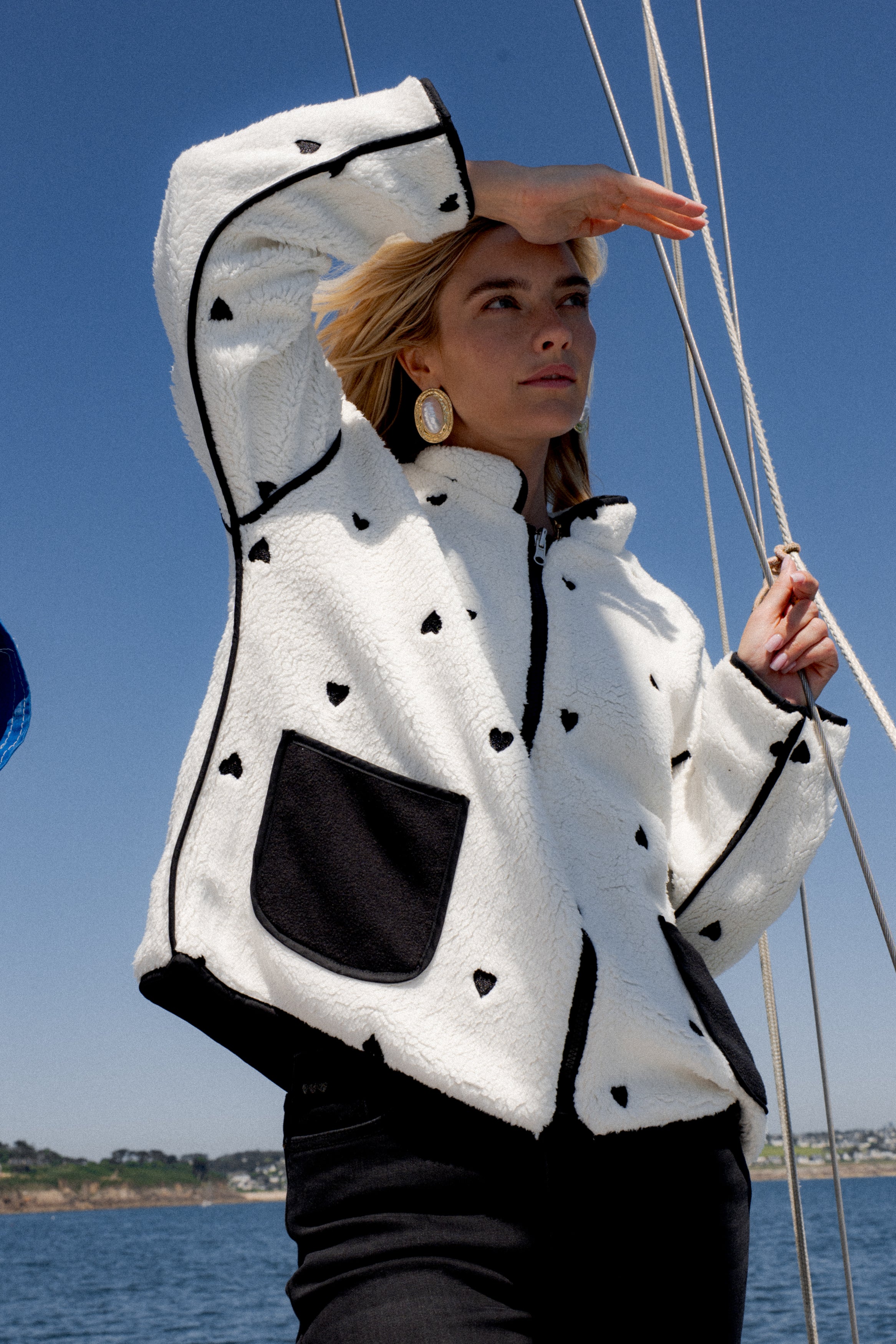 Maison Onado Cœur Bianca veste réversible sherpa
