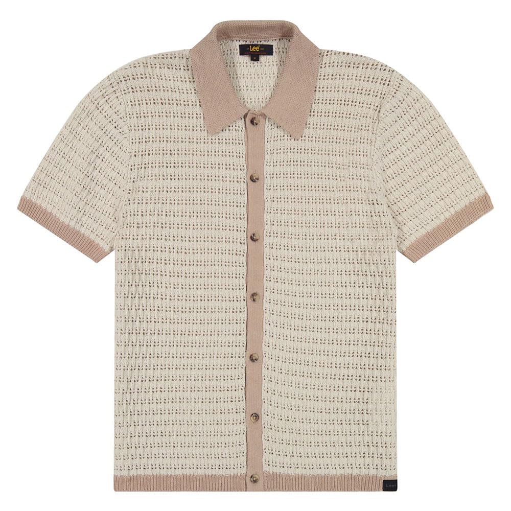 Lee SS Button Up Sweater Polo polo homme soy bean taille L