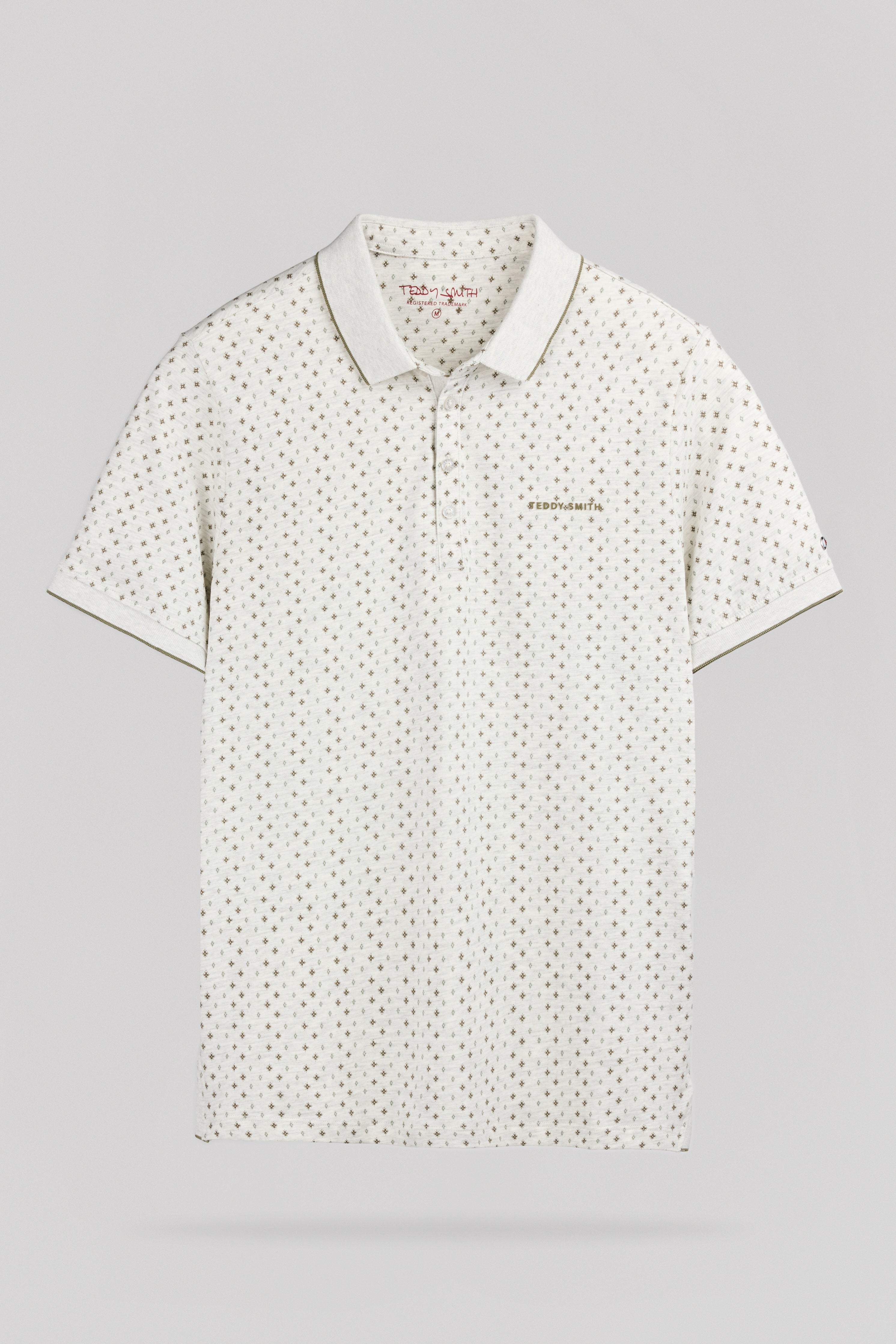 TEDDY SMITH PASY 2 MC polo homme blanc ivoire chiné coton