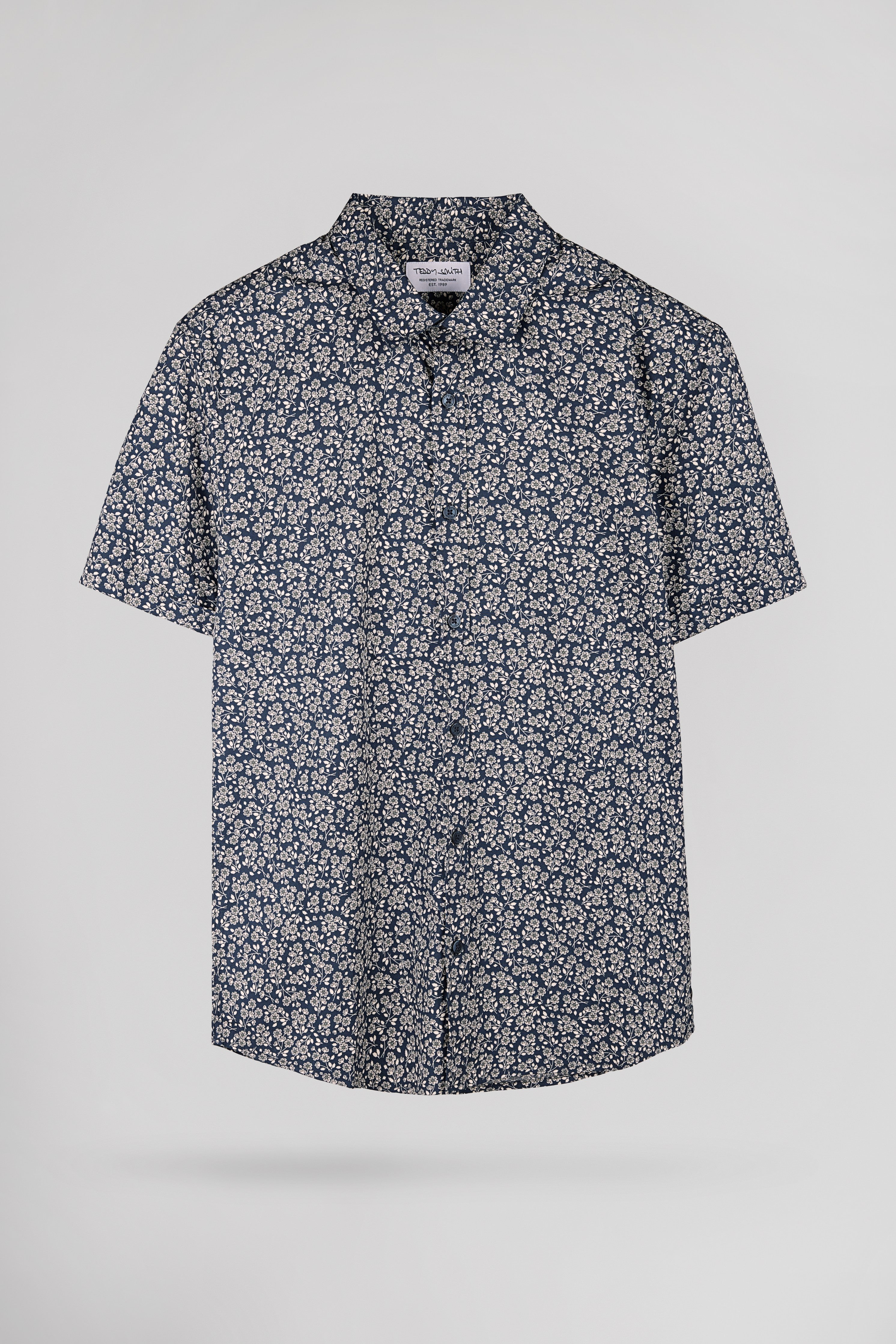 Teddy Smith Cut 2 MC chemise homme bleu slim manches courtes