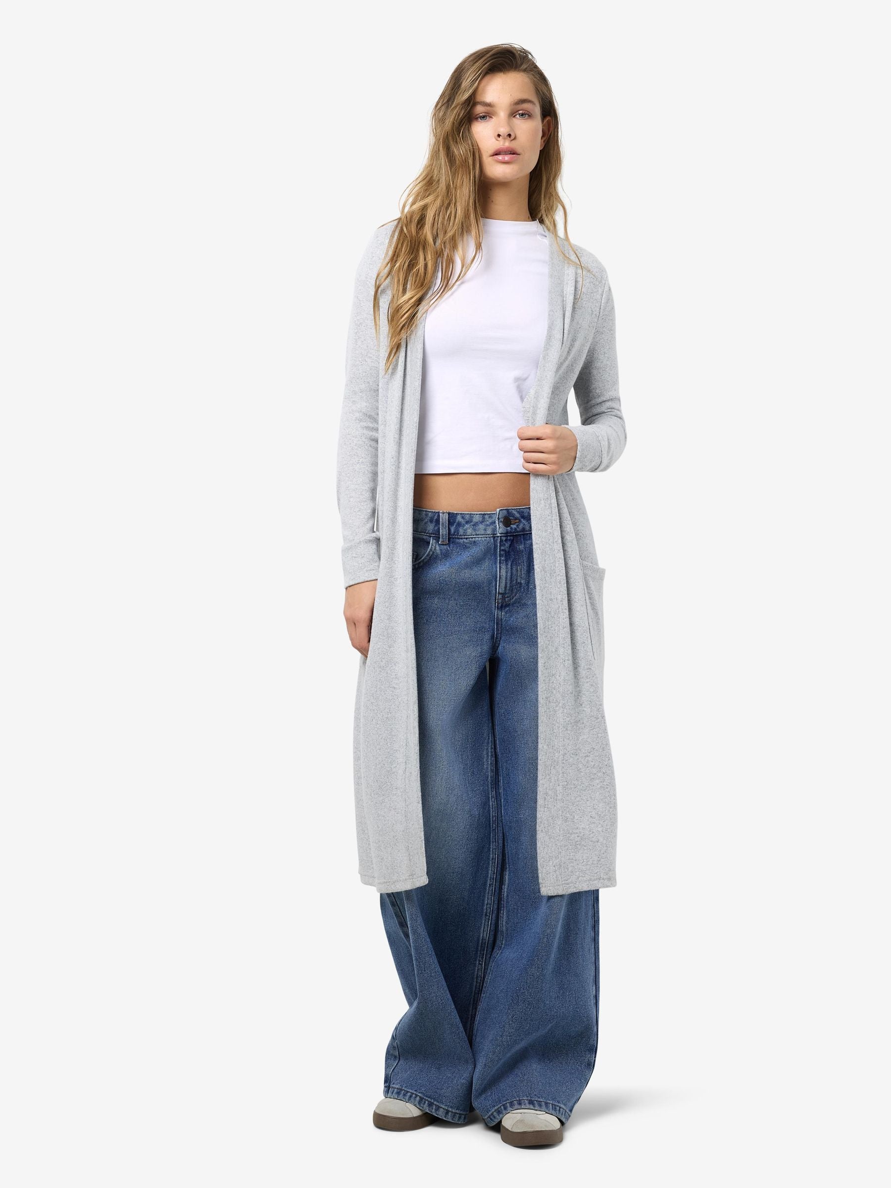 Noisy May cardigan long ouvert doux à poches