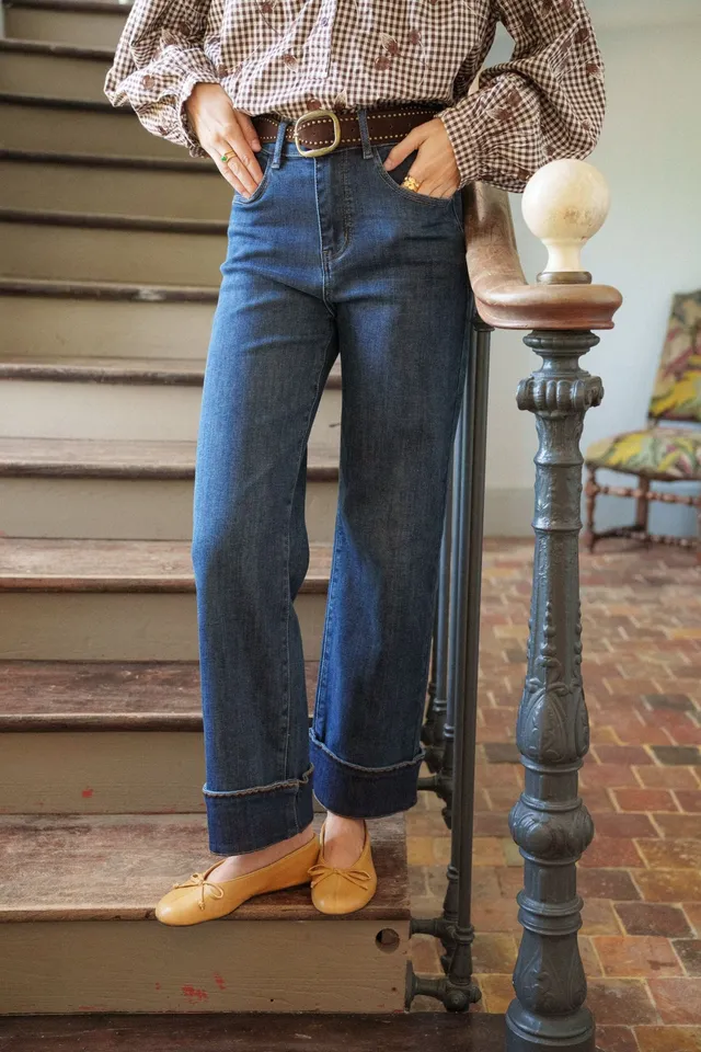 Maison Onado Nino jean droit bleu délavé taille haute