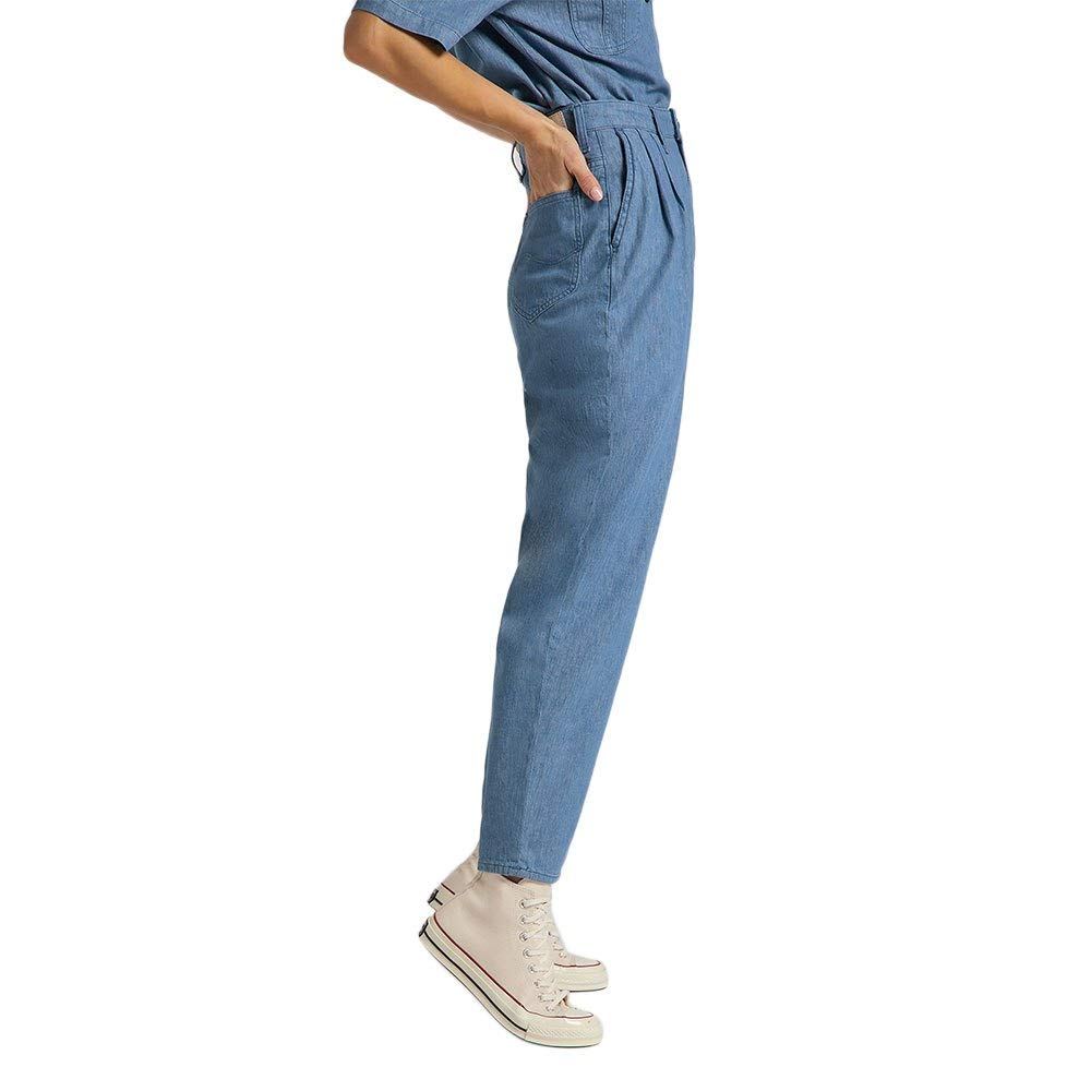 Lee Stella Pleated Pantalon femme tapered lin beige