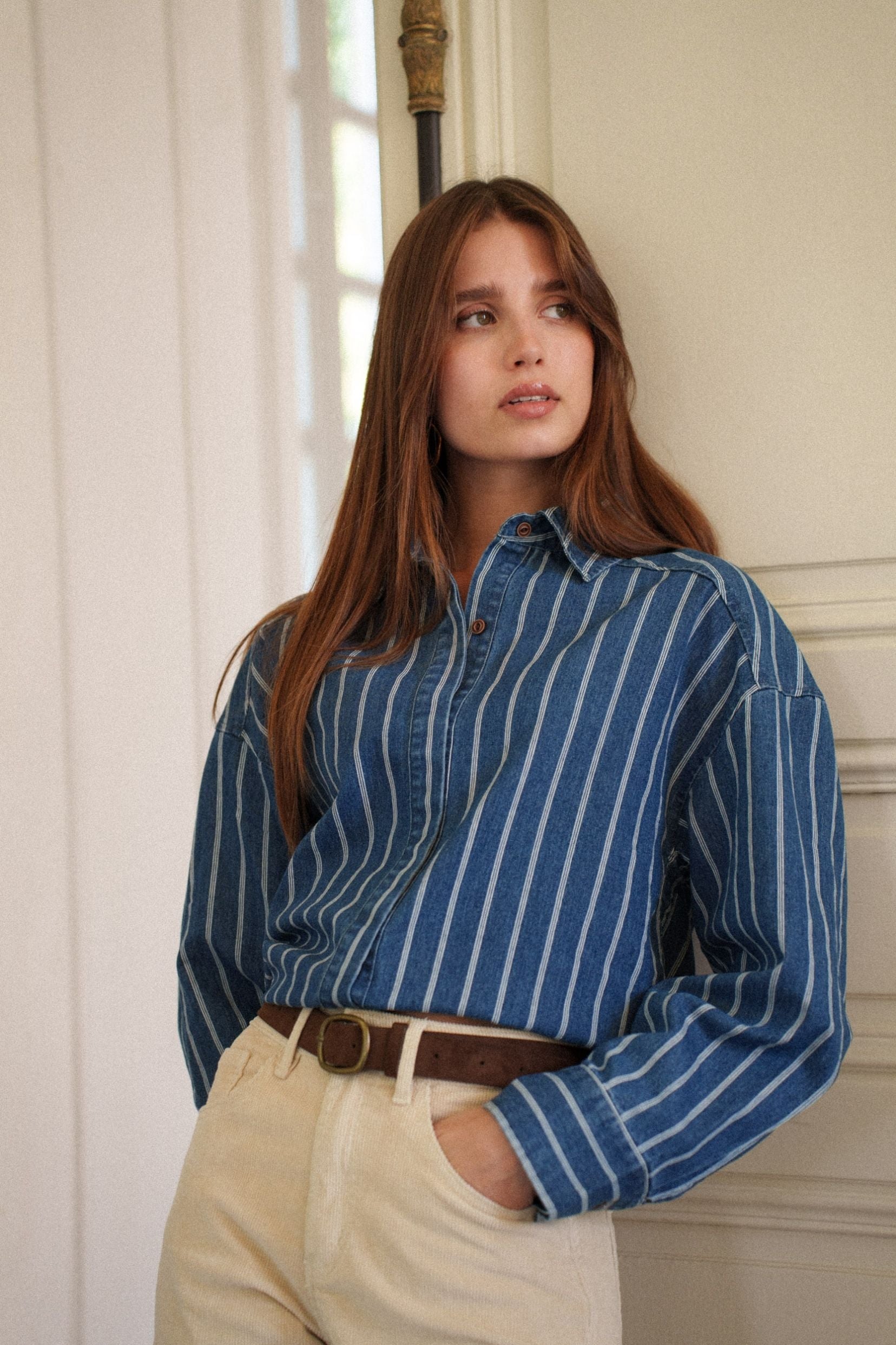 Maison Onado Judith chemise denim rayé oversize