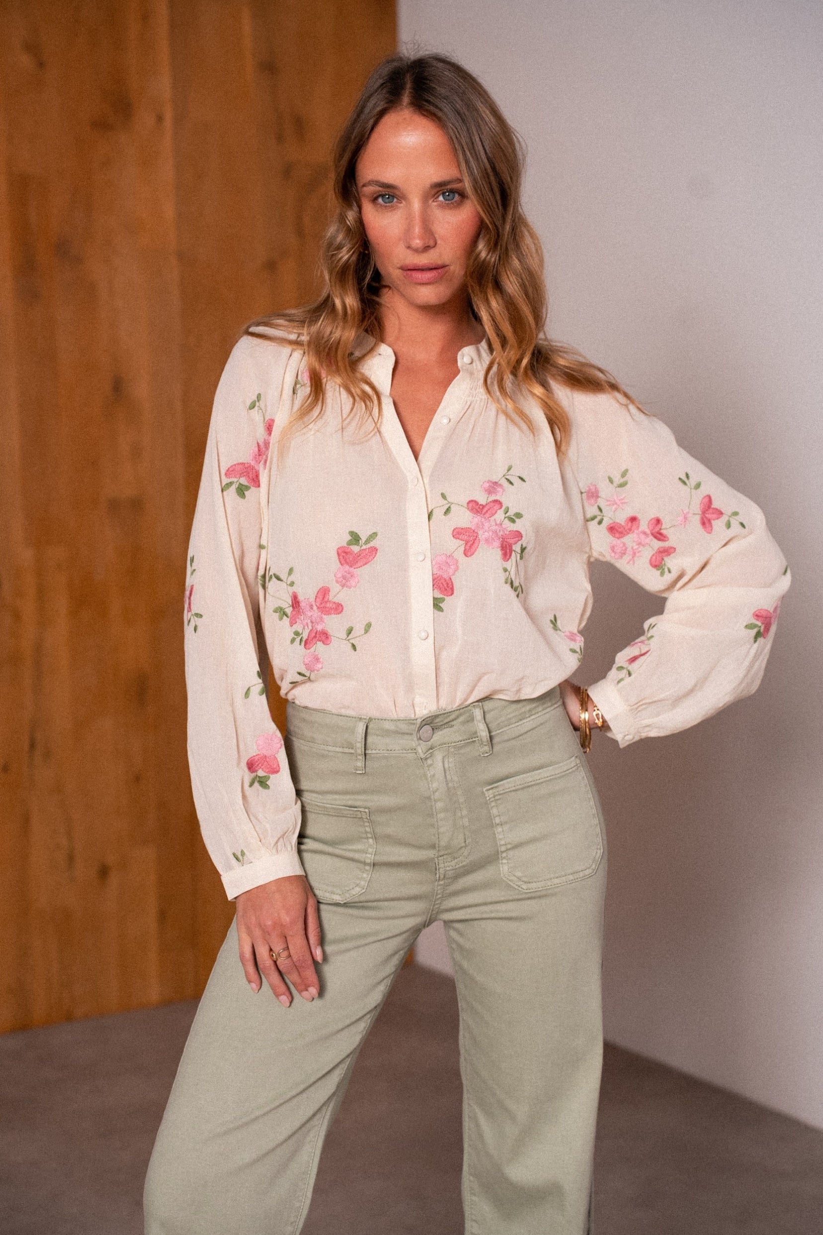 Maison Onado Carla jean wide leg tilleul coupe droite