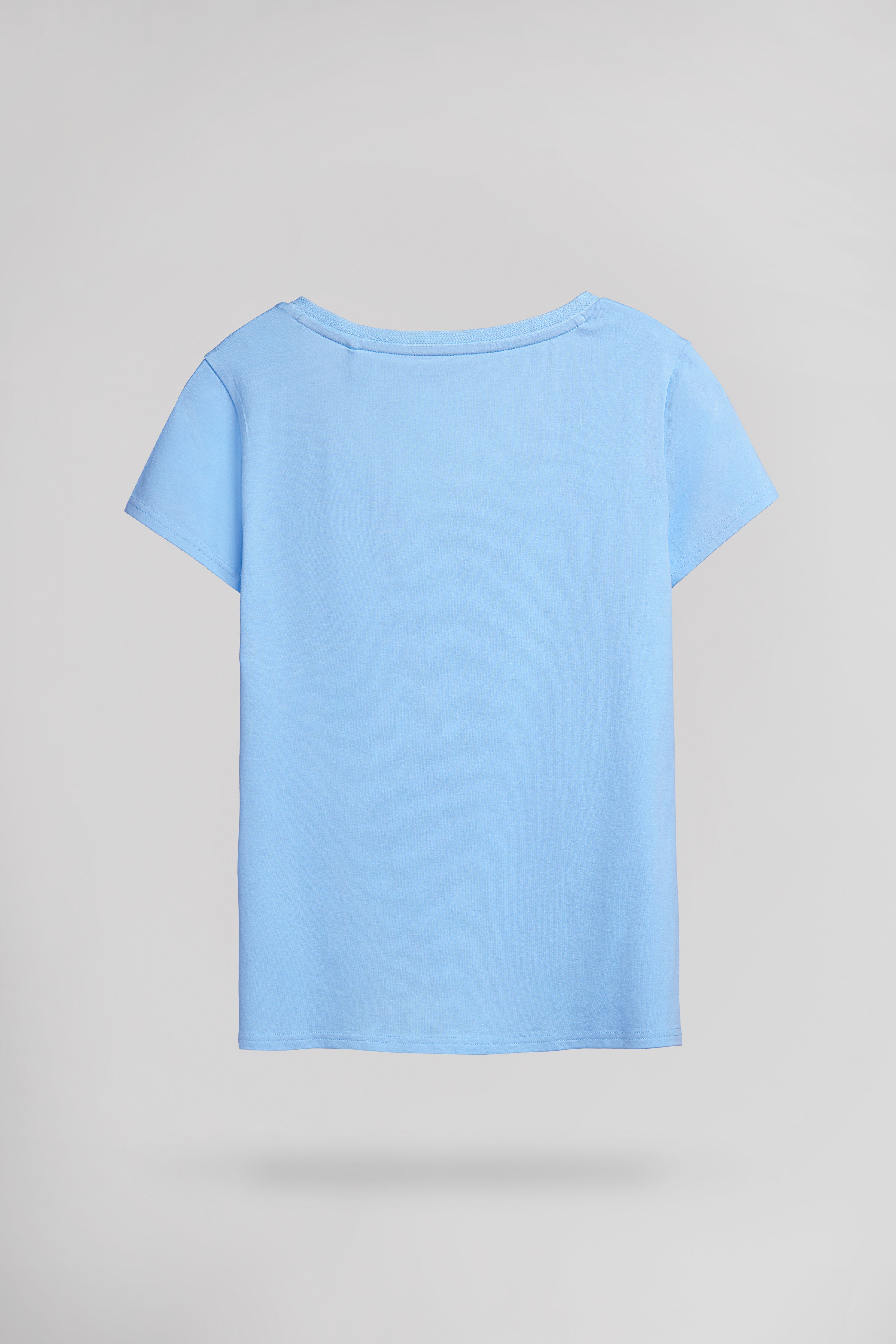 Teddy Smith T-Mia T-Shirt Bleu Ciel Col V Femme Fluide