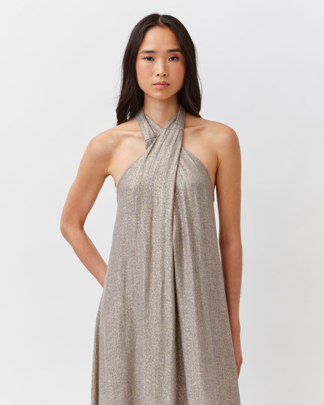 DIEGA Ranza robe dorée longue fluide