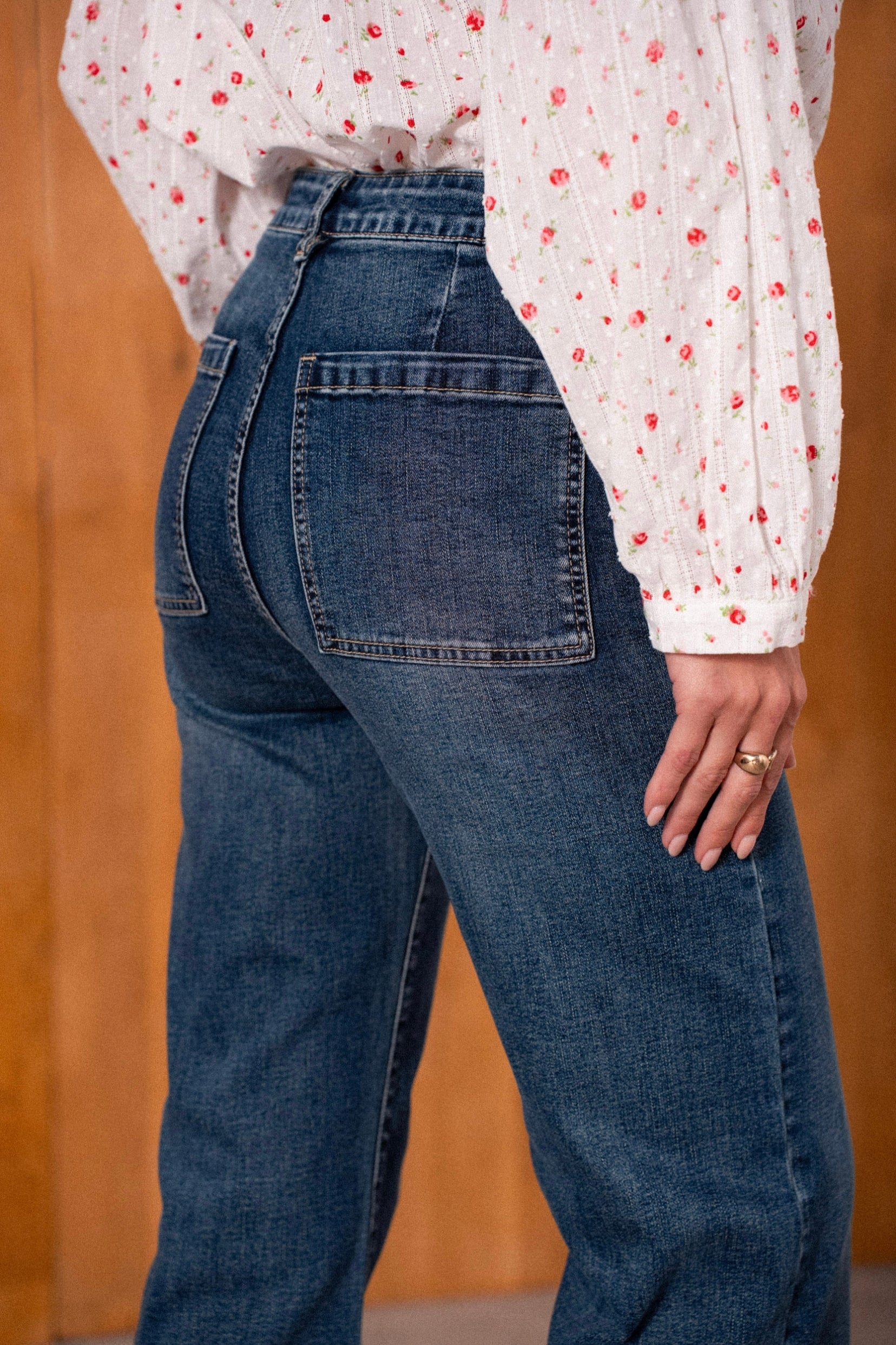 Maison Onado Elaine jean wide leg bleu foncé 72 cm