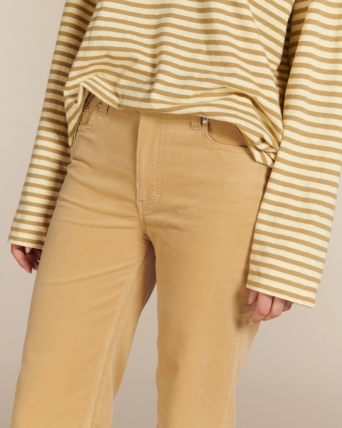 Labdip Nikky pantalon flare velours Praline taille mi-haute