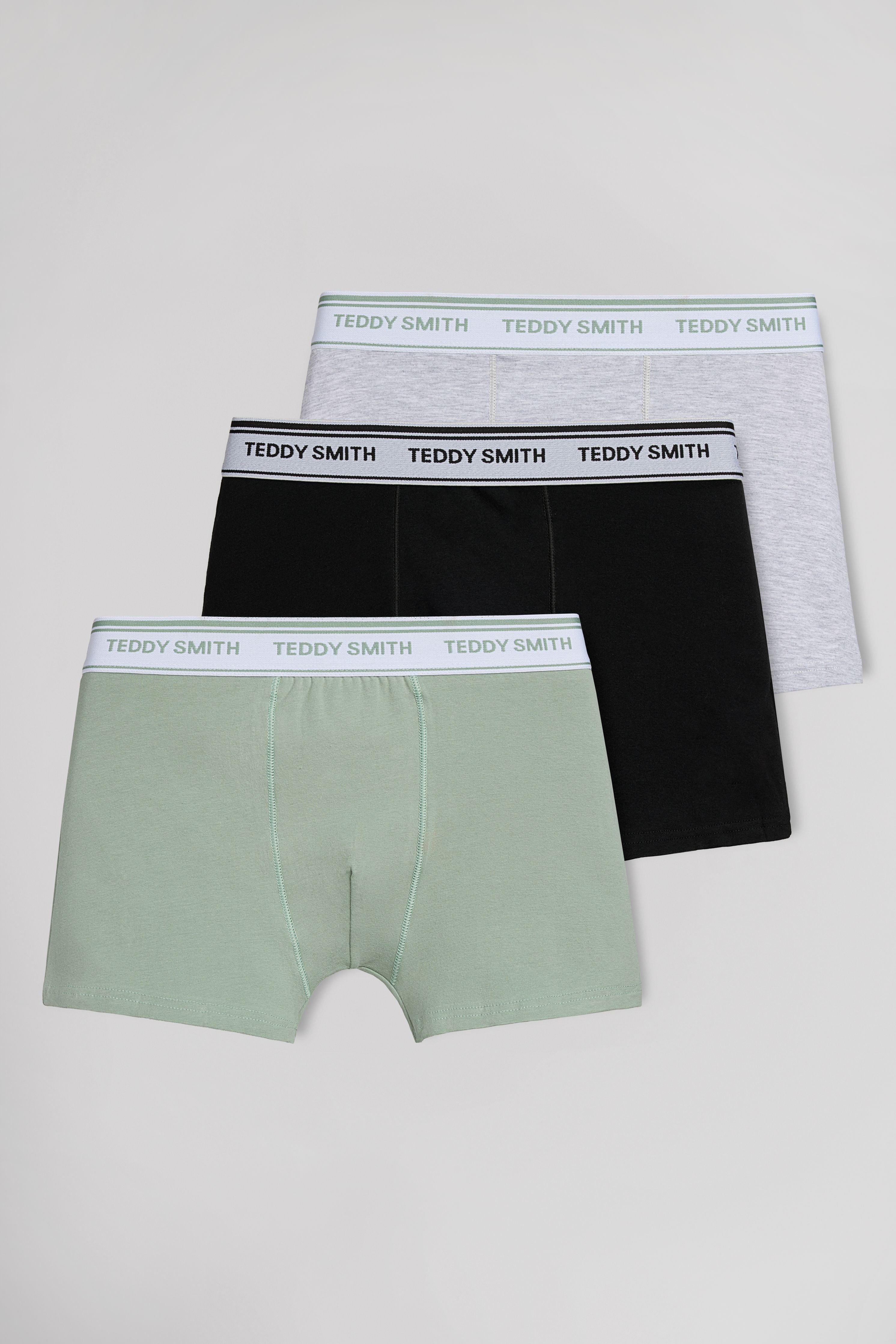 Teddy Smith boxer homme lot 3 noir vert gris coton