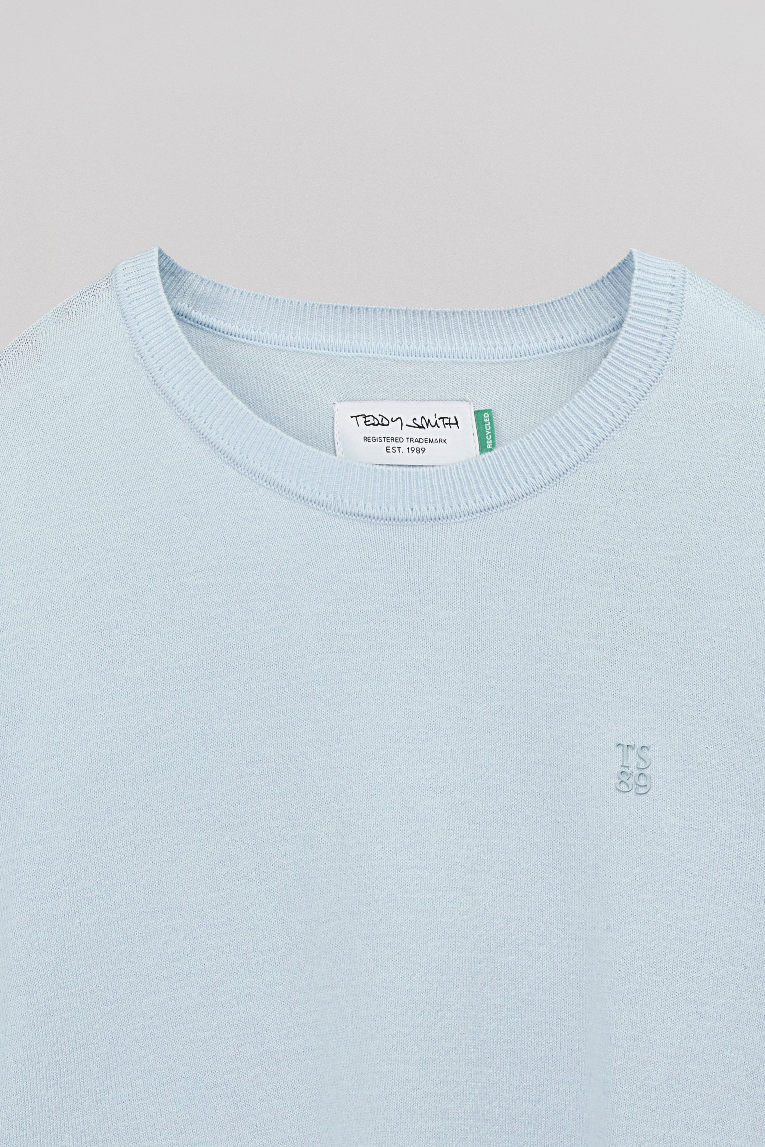 Teddy Smith P-Martino pull col rond bleu pastel homme