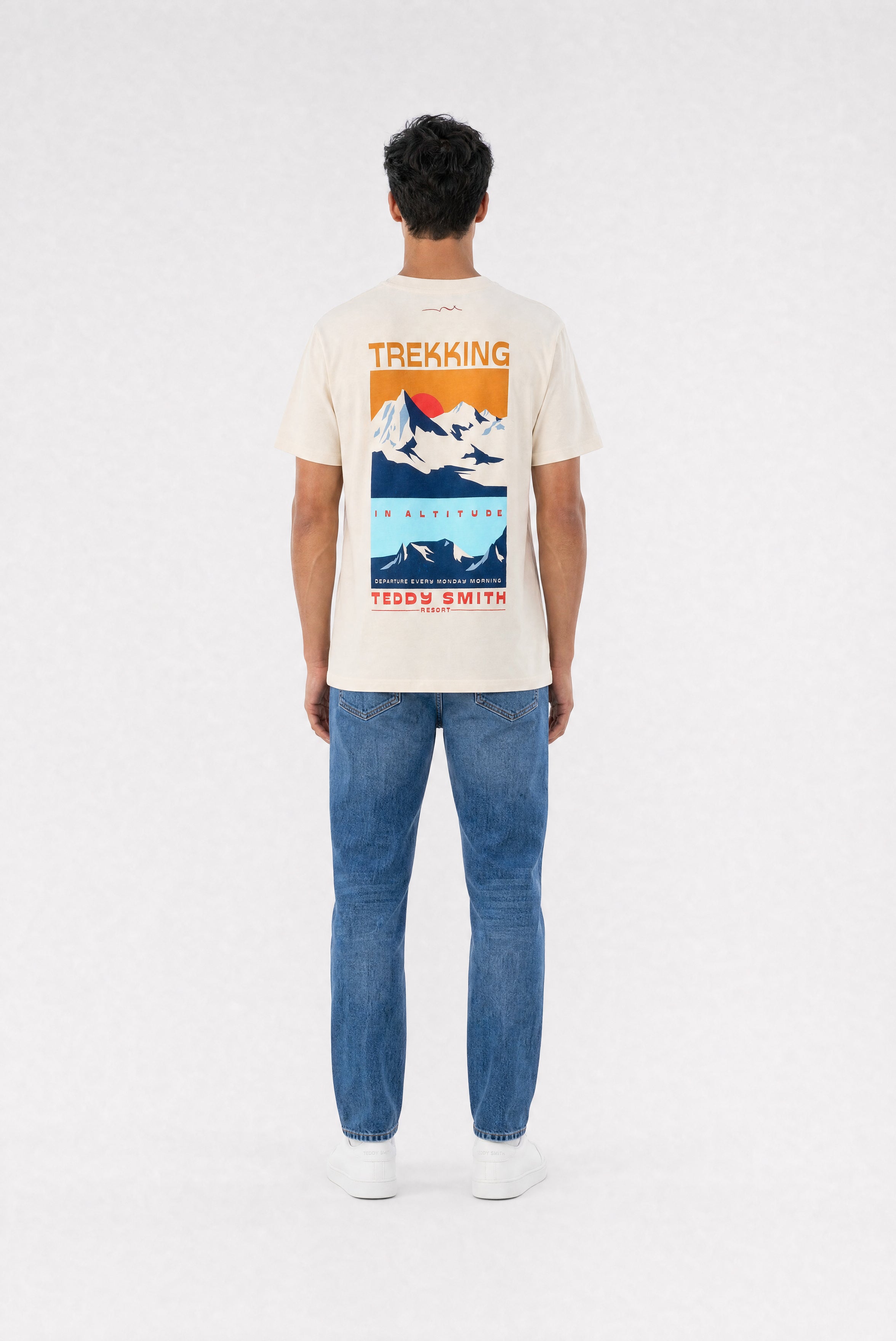 Teddy Smith T-Mountain MC t-shirt ample cream montagne