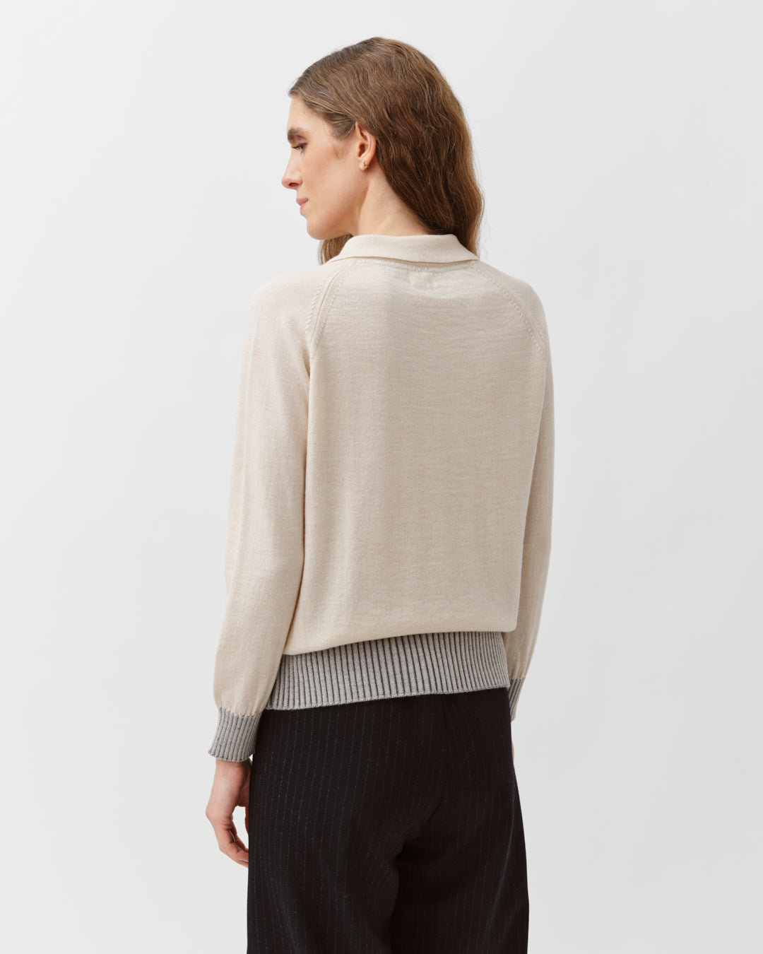 DIEGA PLEDO pull polo maille écru gris