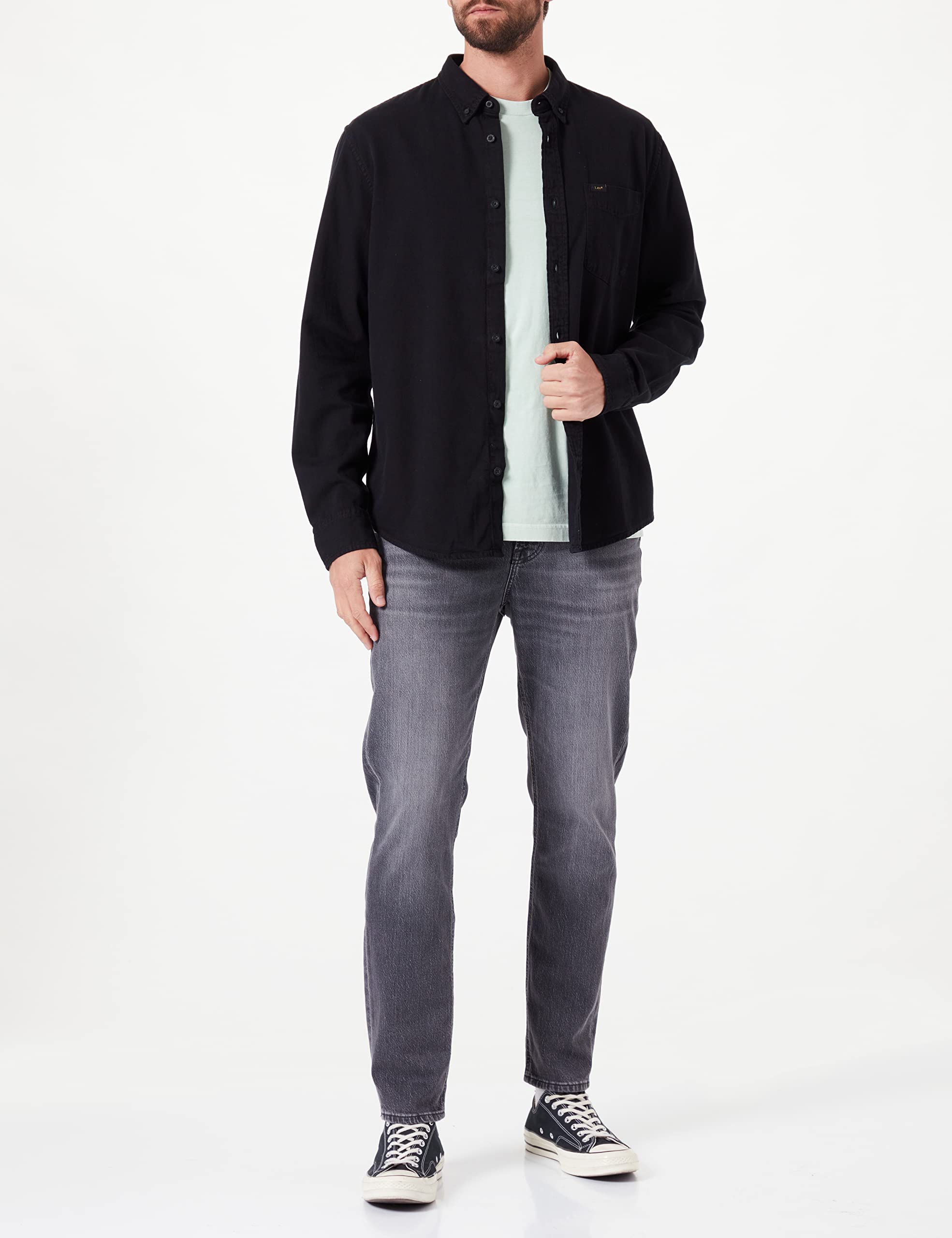 Lee Button Down chemise homme noir coton