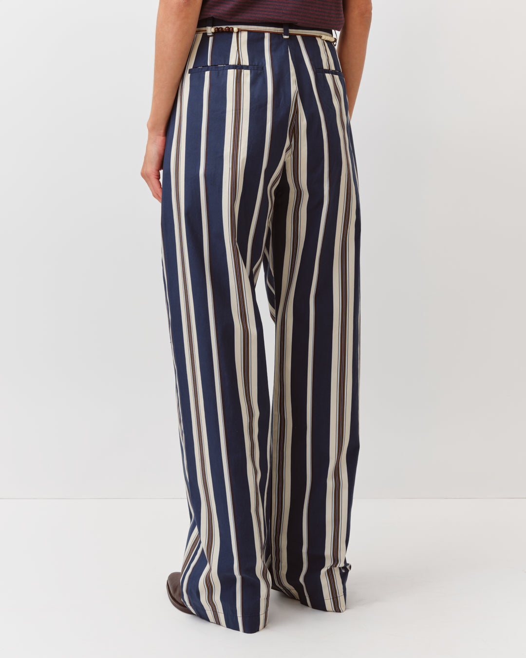 DIEGA PIMAO pantalon large marine écru prune