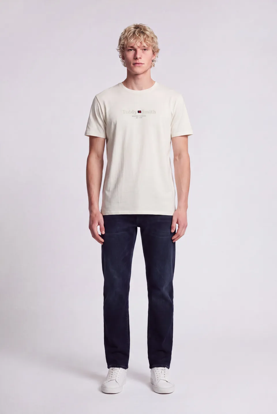 Teddy Smith T-Jim MC t-shirt homme blanc cassé coton