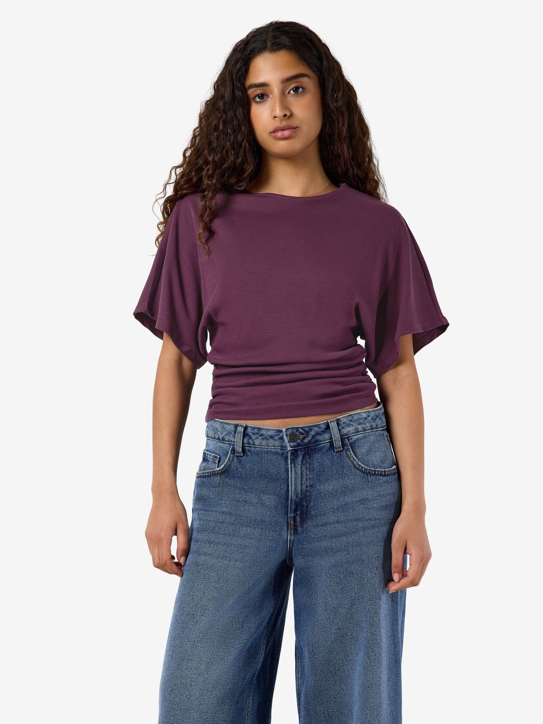 Noisy May Abbi t-shirt coton bio froncé manches courtes