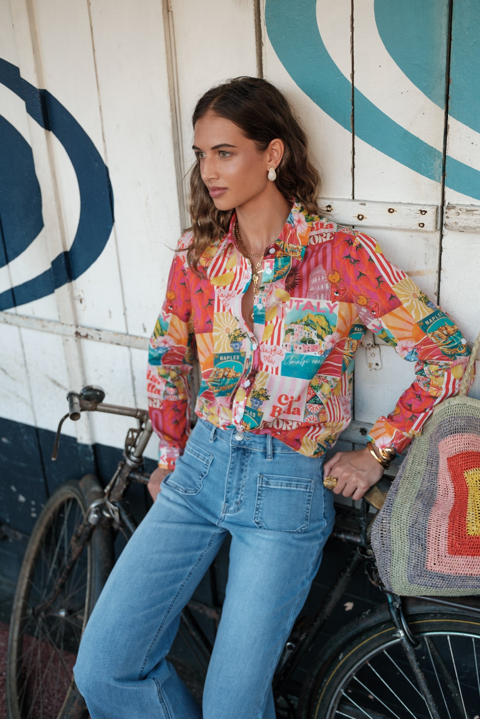Maison Onado Wide Flare Proust jean délavé clair taille haute